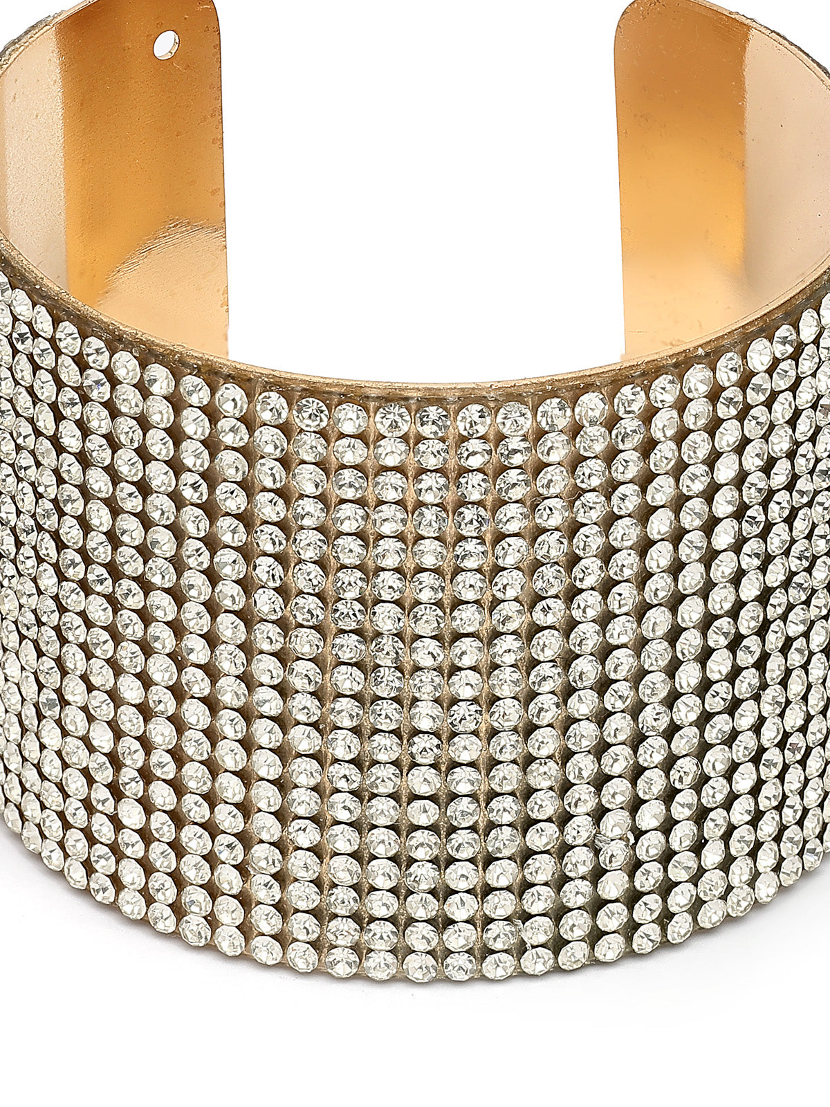Scintillare By Sukkhi Delicate Fashionable Gold Plated Crystal Diamond Studded Broad Cuff Kada Bangle Bracelet Jewellery for Women & Girls|BC107122