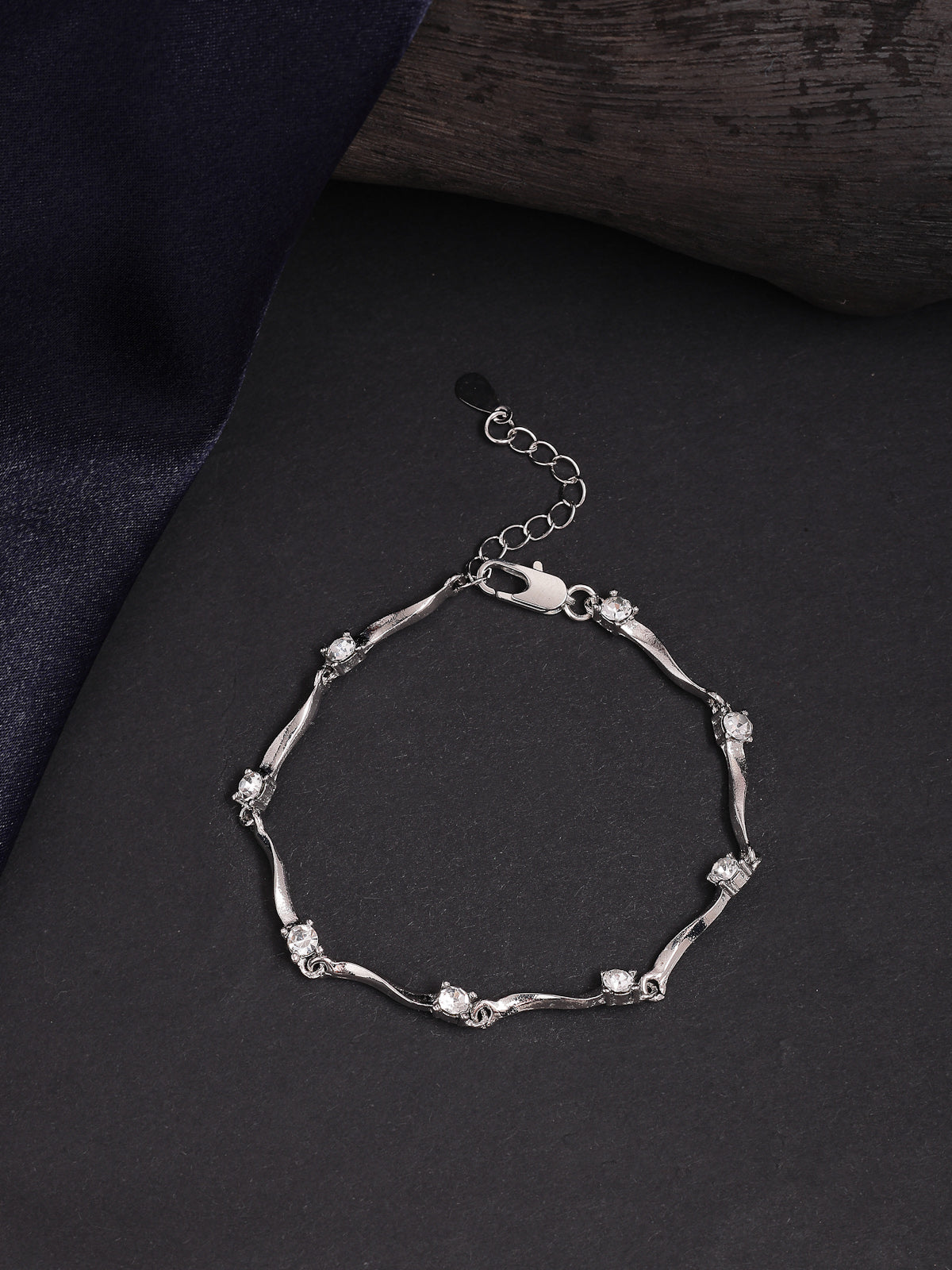 Scintillare By Sukkhi Decent Latest Stylish Fashionable AD Stones Studded Rhodium Plated Sterling Silver Adjustable Bracelet Jewellery for Women & Girls|BC107123