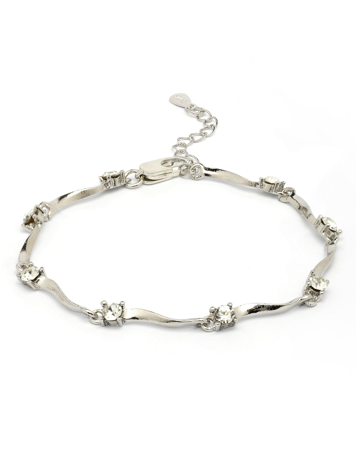 Scintillare By Sukkhi Decent Latest Stylish Fashionable AD Stones Studded Rhodium Plated Sterling Silver Adjustable Bracelet Jewellery for Women & Girls|BC107123