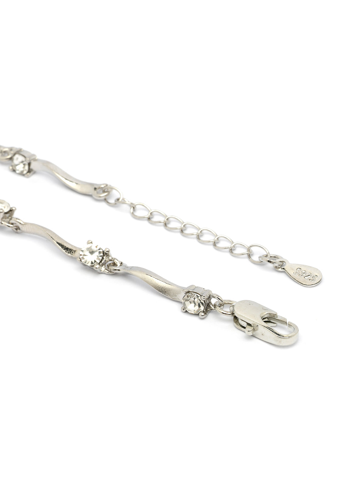 Scintillare By Sukkhi Decent Latest Stylish Fashionable AD Stones Studded Rhodium Plated Sterling Silver Adjustable Bracelet Jewellery for Women & Girls|BC107123