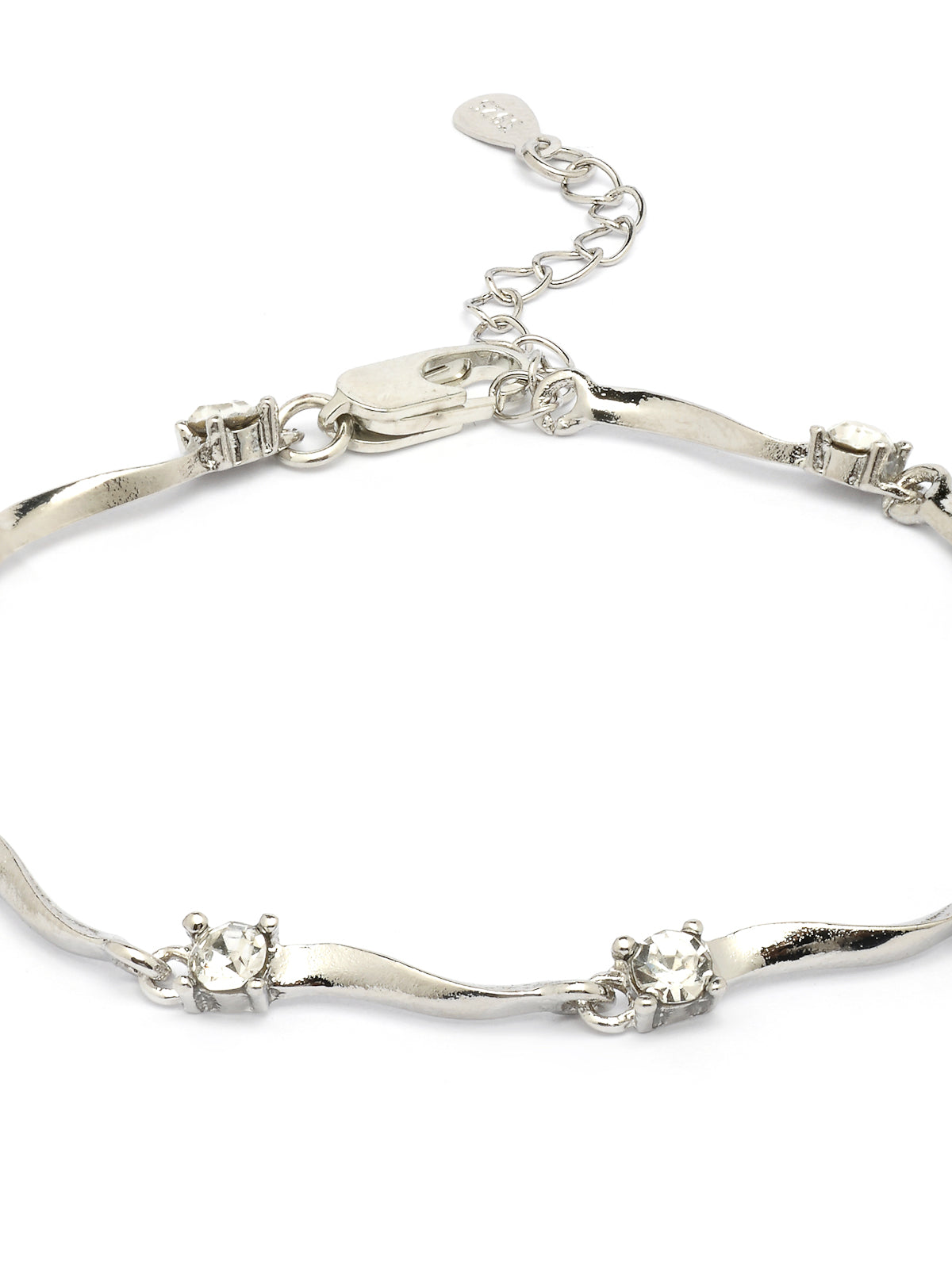 Scintillare By Sukkhi Decent Latest Stylish Fashionable AD Stones Studded Rhodium Plated Sterling Silver Adjustable Bracelet Jewellery for Women & Girls|BC107123