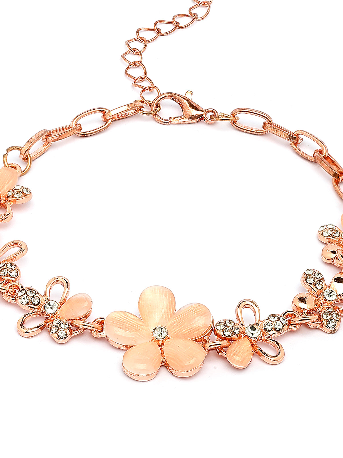 Scintillare By Sukkhi Flawless Rose God Plated Crystal Stones Studded Floral Shaped Adjustable Bracelet Jewellery for Women & Girls|BC107125