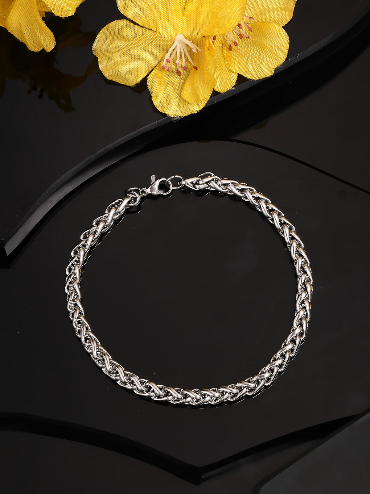 Scintillare By Sukkhi Charming Fashionable Stainless Steel with Spiga Type Rhodium Plated Bracelets Jewellery for Men & Boys|BC107129