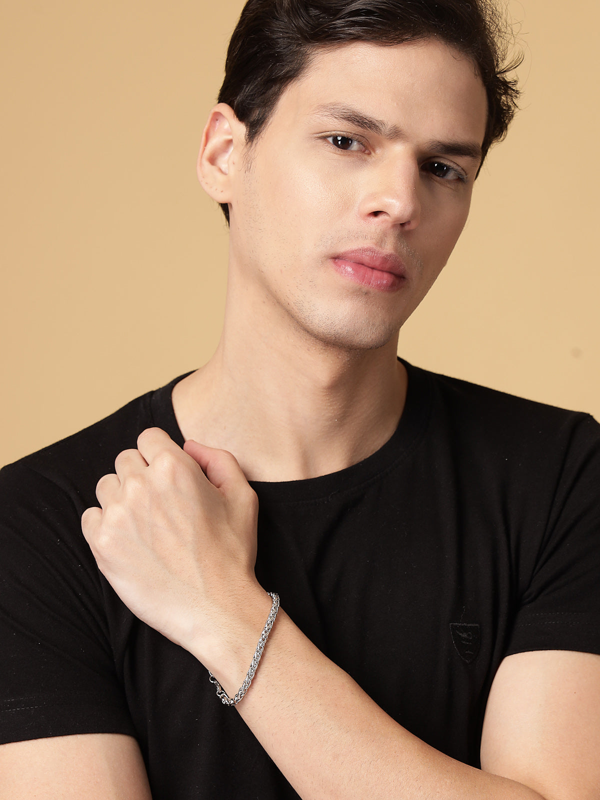 Scintillare By Sukkhi Charming Fashionable Stainless Steel with Spiga Type Rhodium Plated Bracelets Jewellery for Men & Boys|BC107129