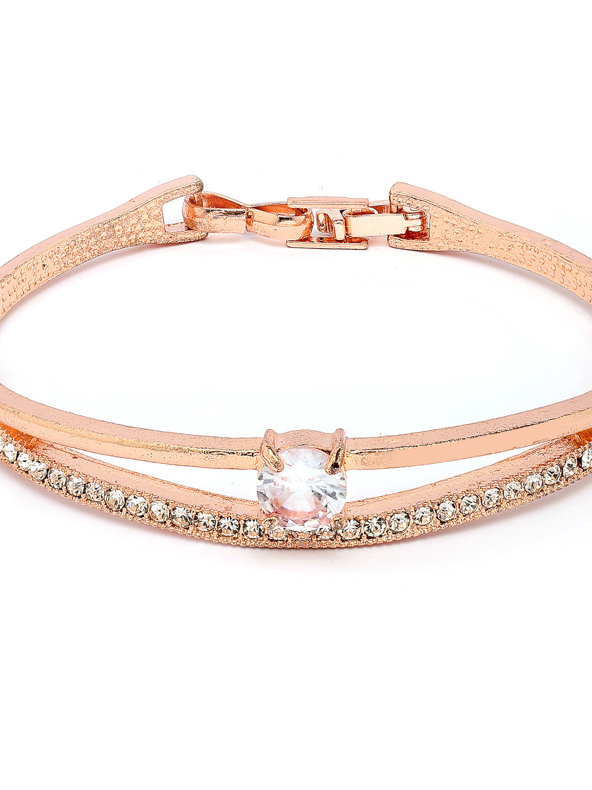 Scintillare By Sukkhi Pretty Stylish Fashionable Rose Gold Plated Crystal Stone Studded Kada Bangle Bracelet for Women & Girls|BC107130