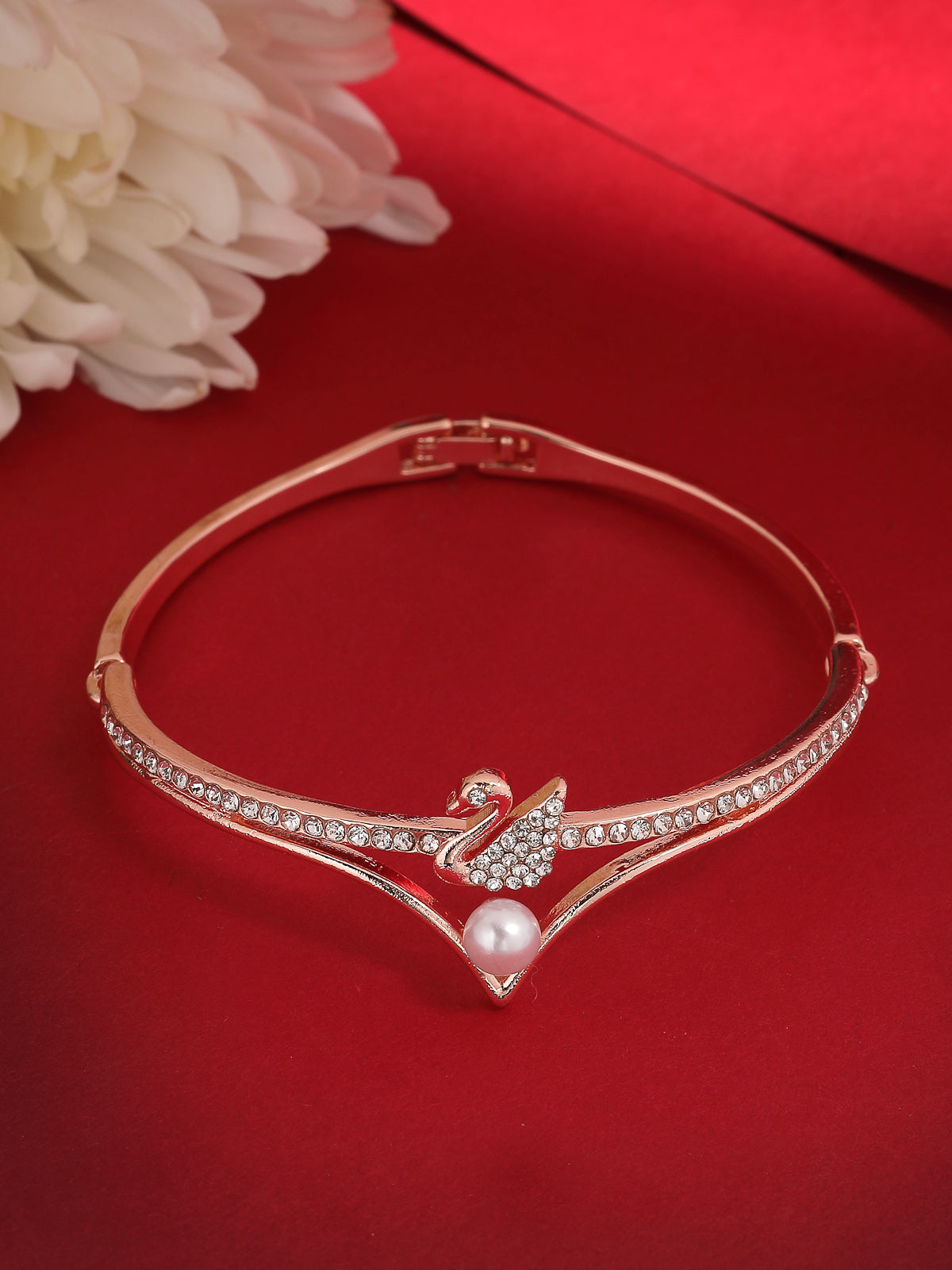 Scintillare By Sukkhi Versatile Fashionable Rose Gold with Crystal Stone Studded Duck Shaped Stylish Kada Bangle Bracelet Jewellery for Women & Girls|BC107131