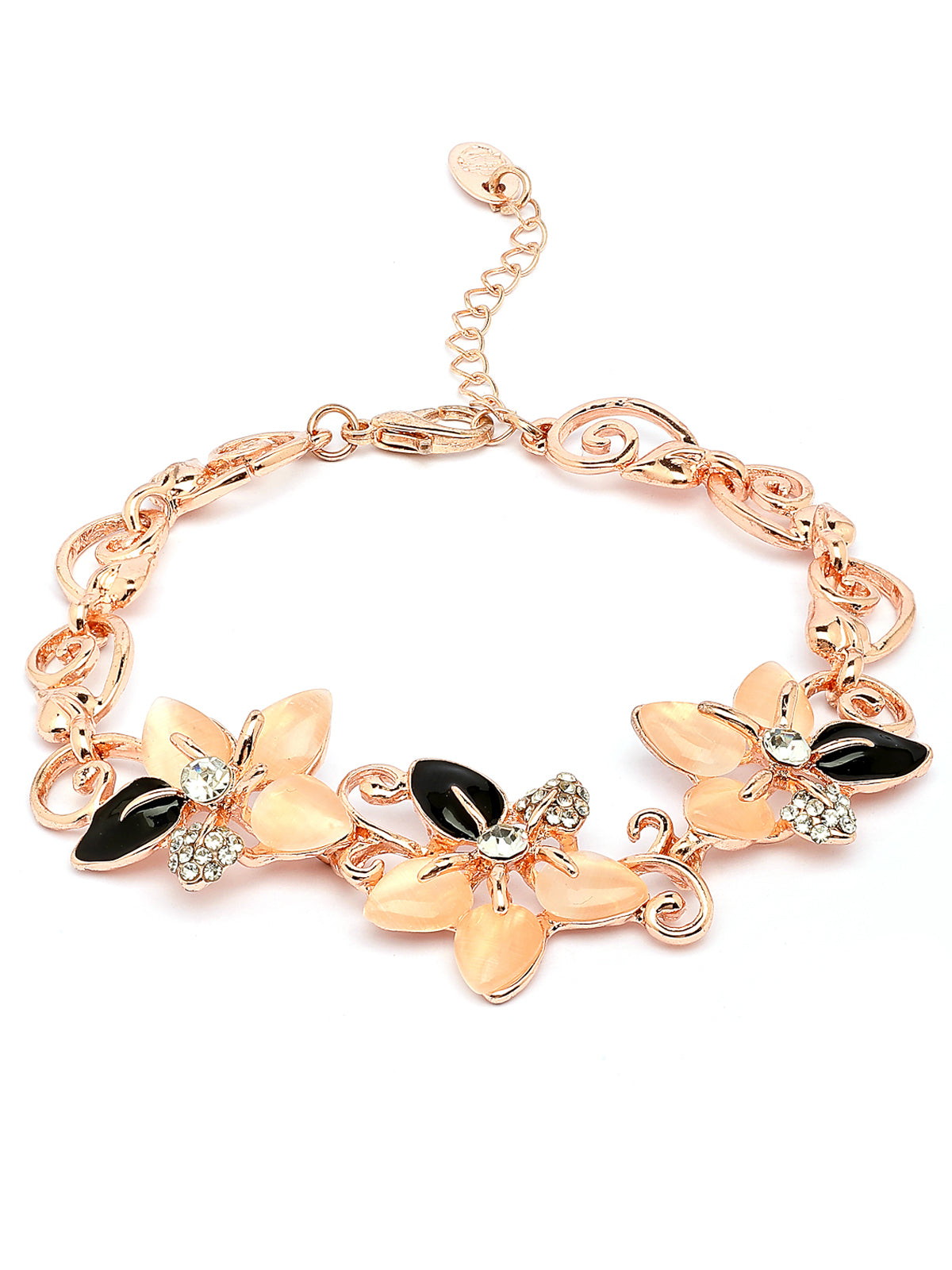 Scintillare By Sukkhi Artful Latest Fashionable Rose Gold Plated Cubic Zirconia Diamond Studded Floral Shaped Kada Bangle & Bracelet Jewellery for Women & Girls|BC107132