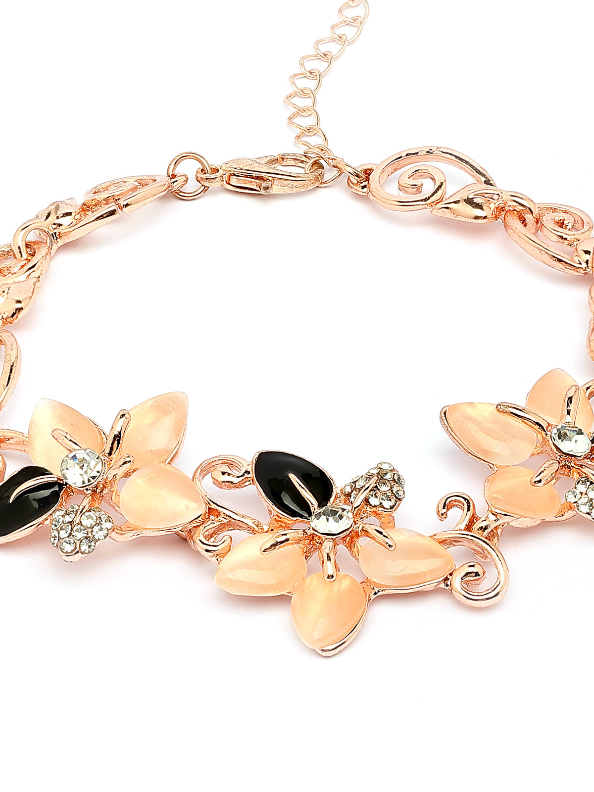 Scintillare By Sukkhi Artful Latest Fashionable Rose Gold Plated Cubic Zirconia Diamond Studded Floral Shaped Kada Bangle & Bracelet Jewellery for Women & Girls|BC107132