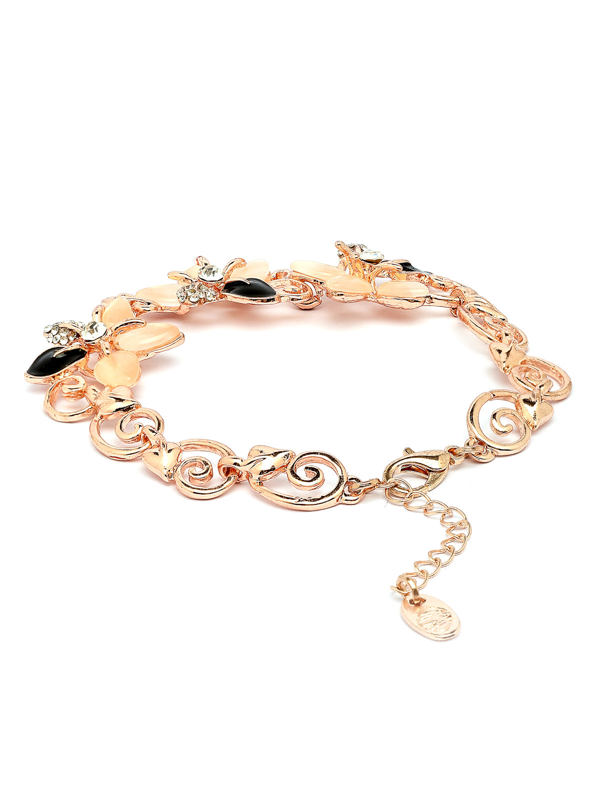 Scintillare By Sukkhi Artful Latest Fashionable Rose Gold Plated Cubic Zirconia Diamond Studded Floral Shaped Kada Bangle & Bracelet Jewellery for Women & Girls|BC107132