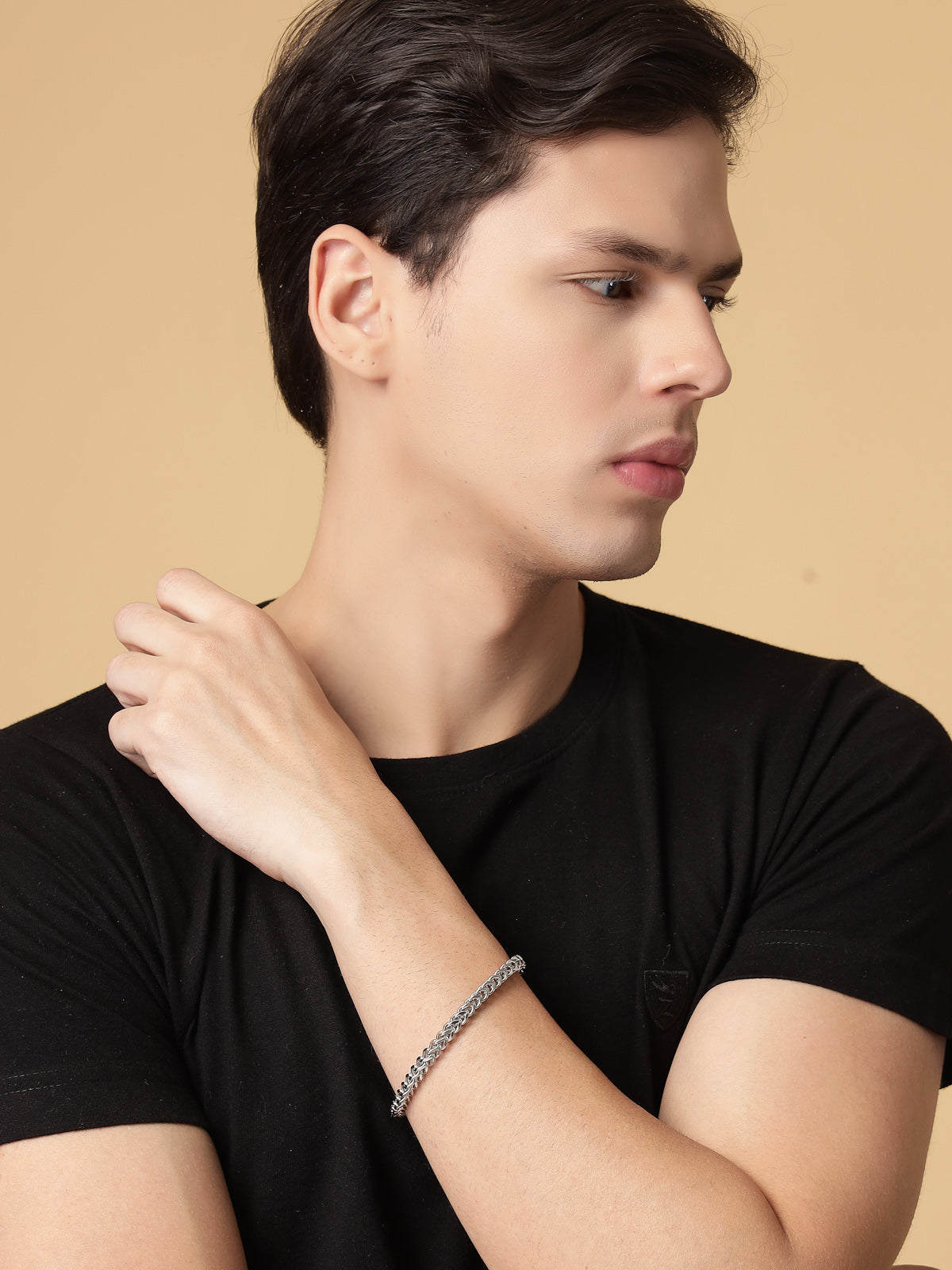 Scintillare By Sukkhi Universal Stylish Stainless Steel Rhodium Plated Silver Bracelet Lobster Closure Type Bracelet For Men & Boys|BC107135