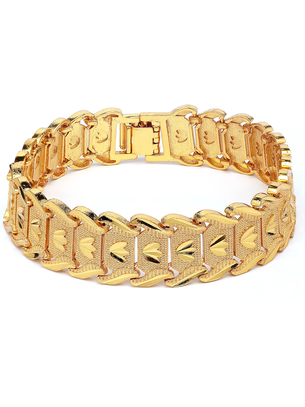 Scintillare By Sukkhi Impressive Copper Gold Plated Durable Stainless Steel Chain Bracelet Jewellery For Men & Boys|Fold Over Clasp type|Gift for Anniversary Birthday|BC107139