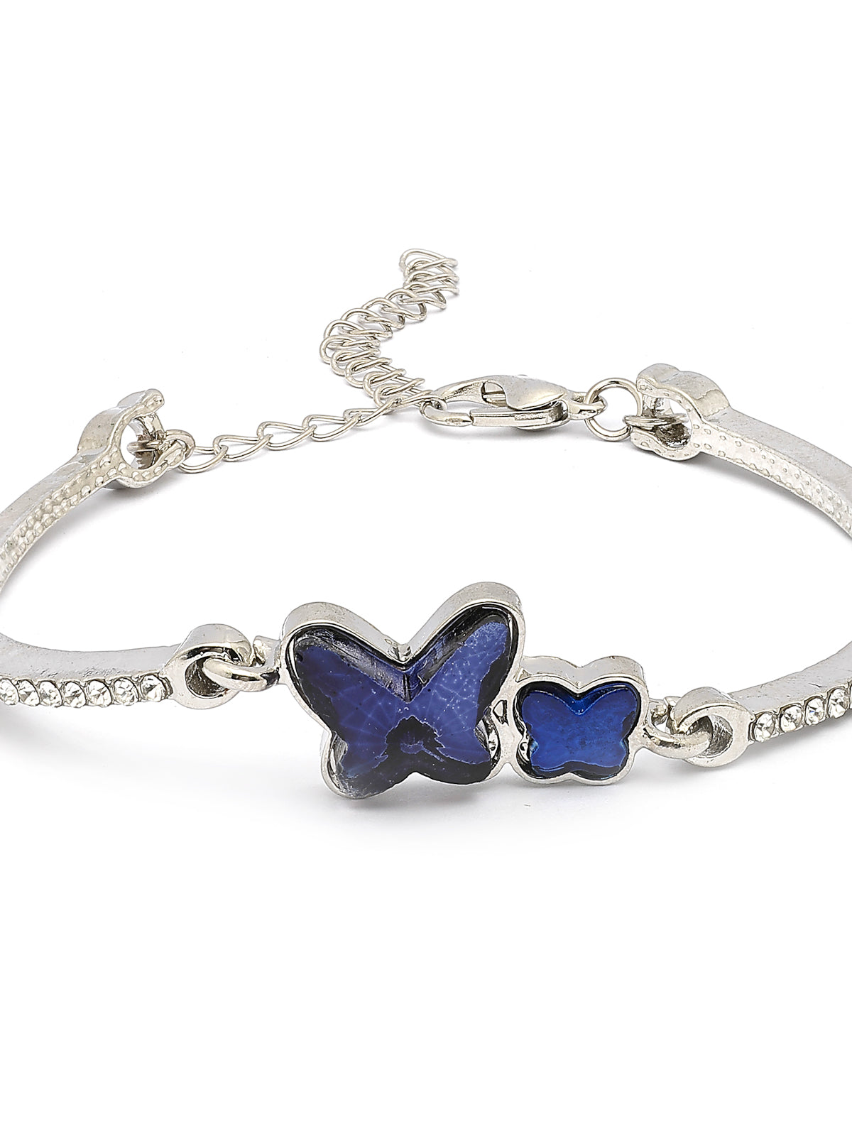Scintillare By Sukkhi Iconic Latest Stylish Blue Cubic Zirconia Diamond Studded Rhodium Plated & Lobster Claw Bracelet Jewellery For Women & Girls|BC107140