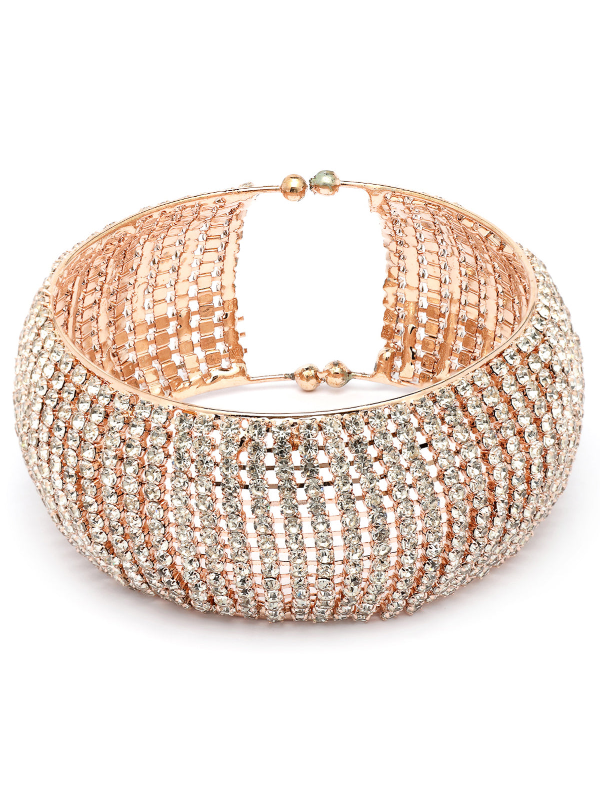 Scintillare By Sukkhi Graceful 18k Rose Gold Plated with Crystal Stone Studded Adjustable Cuff Kada Bracelet Jewellery for For Women & Girls|BC107141