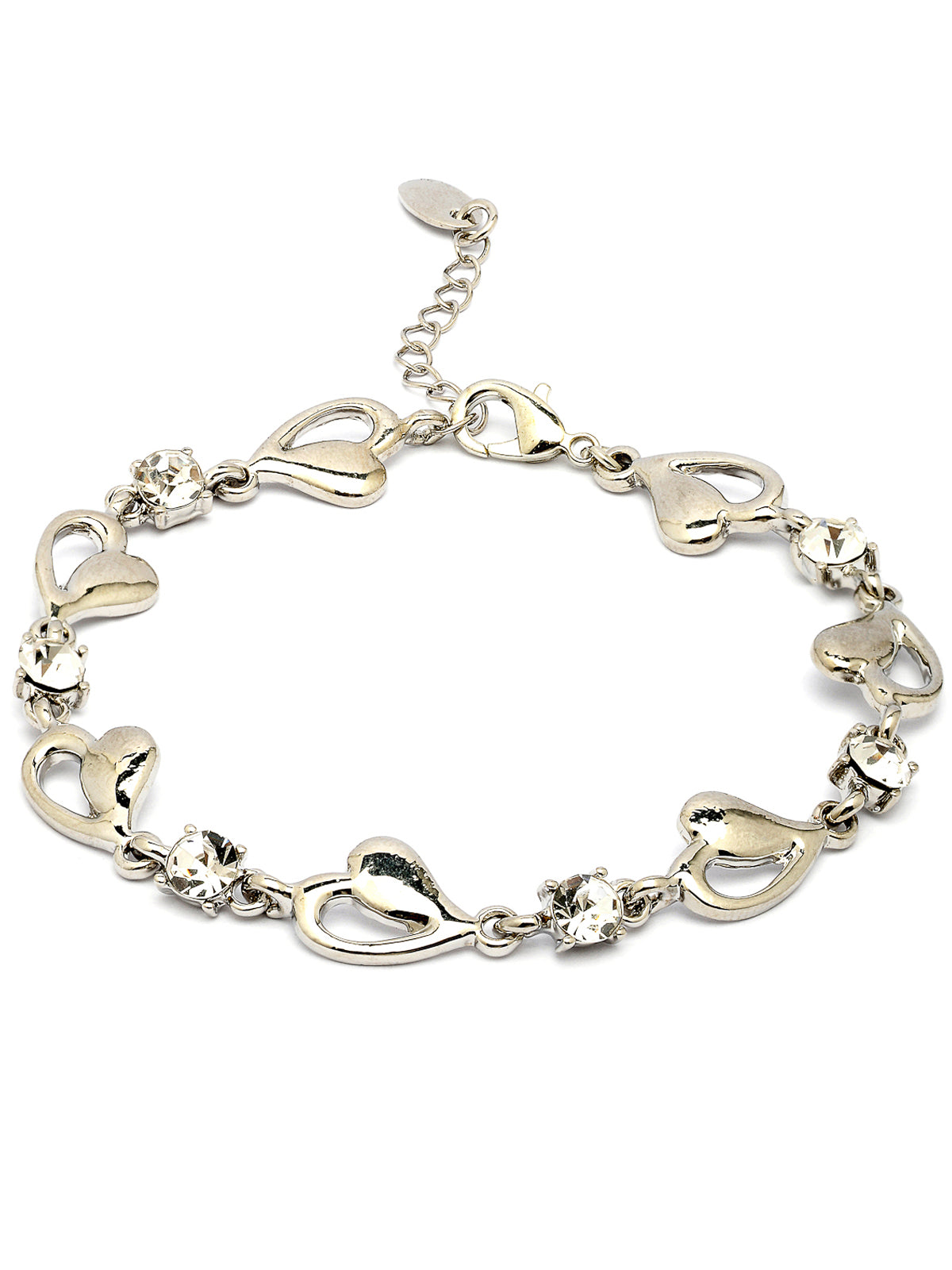Scintillare By Sukkhi Excellent Design Crystal Stone Studded with Platinum Plated Hear Shaped Adjustable Bracelet Jewellery for Women & Girls|BC107144