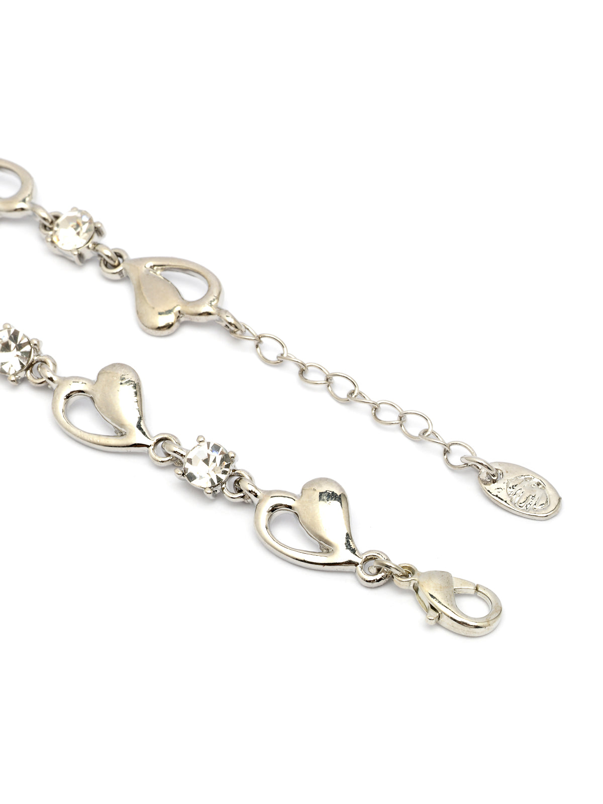 Scintillare By Sukkhi Excellent Design Crystal Stone Studded with Platinum Plated Hear Shaped Adjustable Bracelet Jewellery for Women & Girls|BC107144