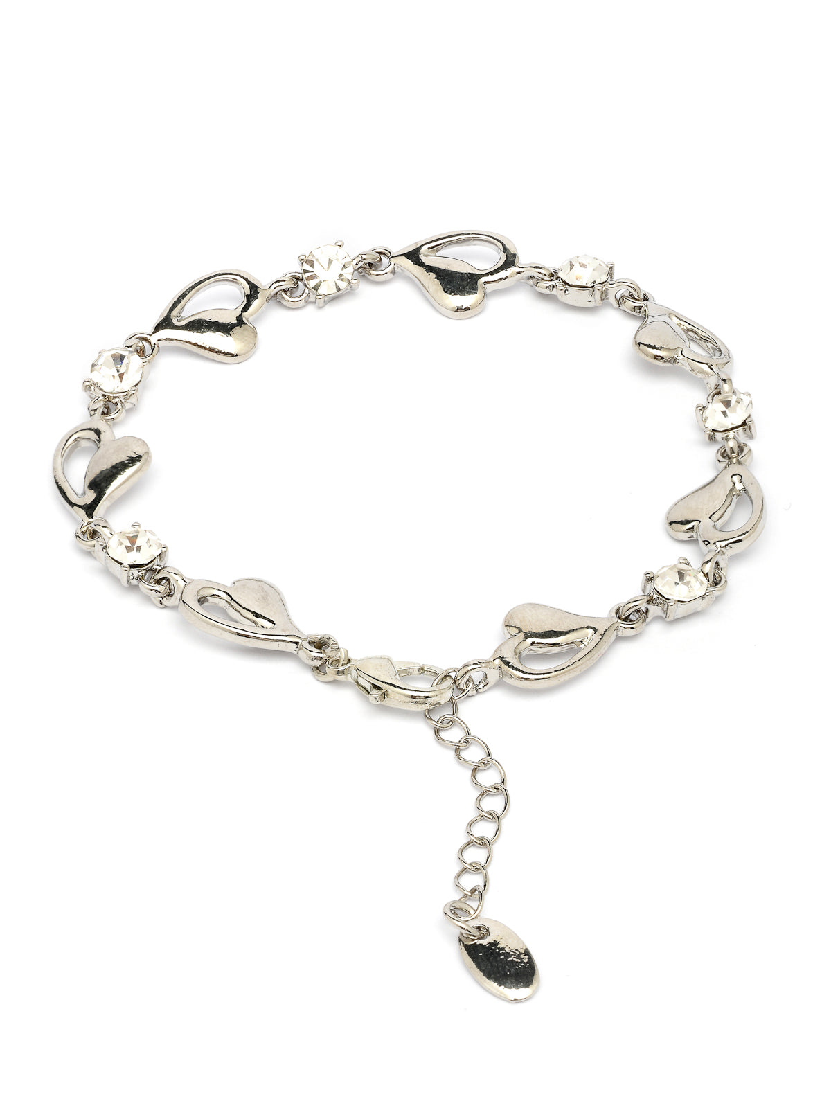 Scintillare By Sukkhi Excellent Design Crystal Stone Studded with Platinum Plated Hear Shaped Adjustable Bracelet Jewellery for Women & Girls|BC107144