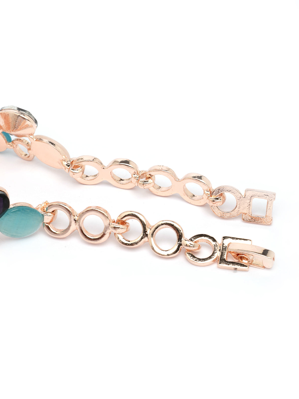 Scintillare By Sukkhi Iconic Latest Stylish Rose Gold Plated Crystal Diamond Studded Oval Shaped Adjustable Bracelet Jewellery for Women & Girls|BC107145