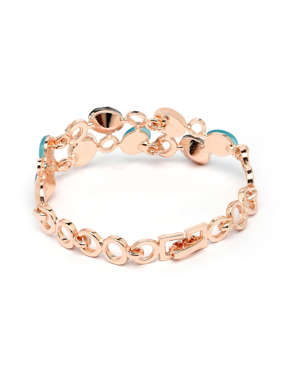 Scintillare By Sukkhi Iconic Latest Stylish Rose Gold Plated Crystal Diamond Studded Oval Shaped Adjustable Bracelet Jewellery for Women & Girls|BC107145