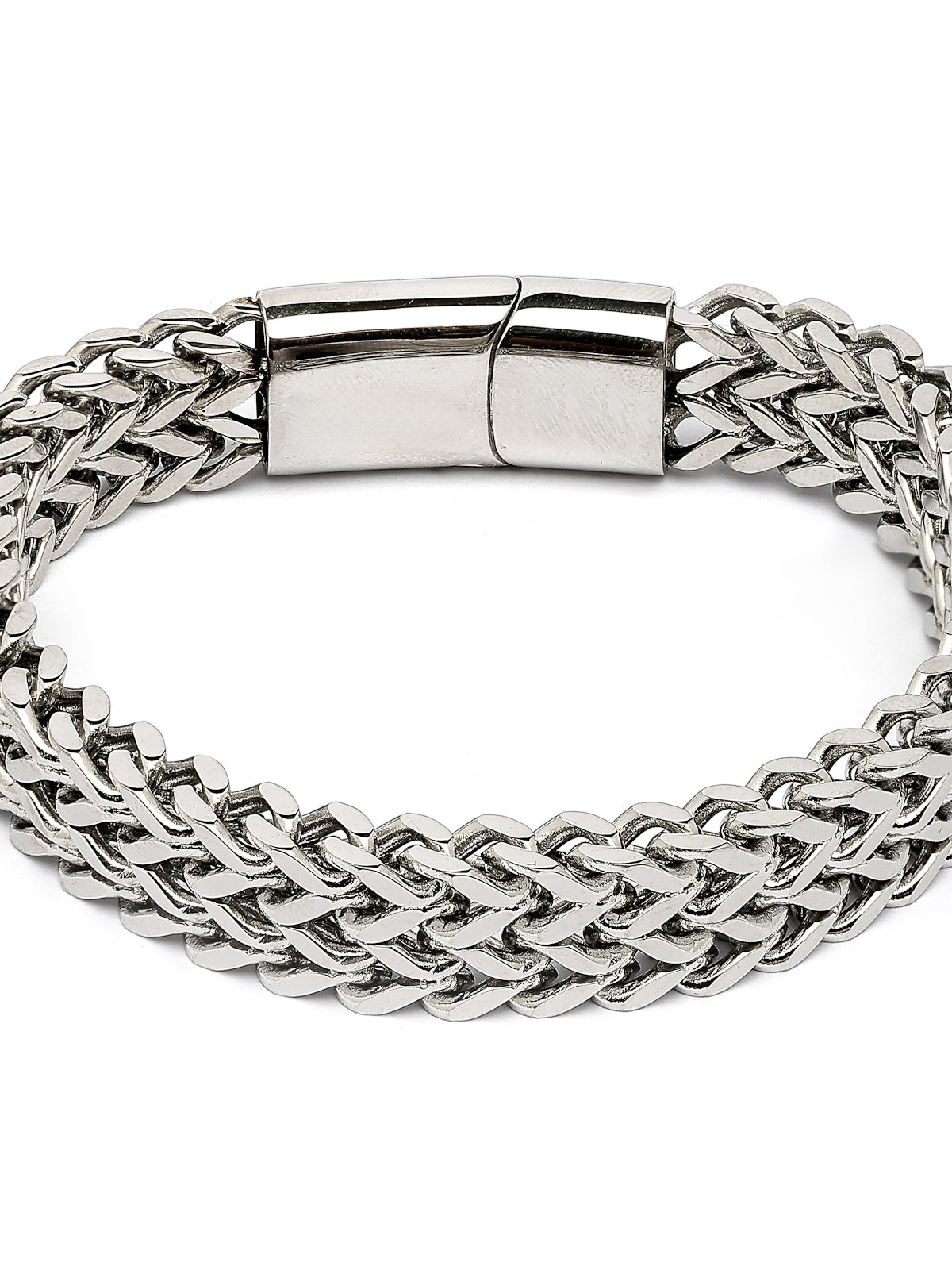 Scintillare By Sukkhi All Season Stylish Stainless Steel Rhodium Plated With Link Chain Bracelet Jewellery Men & Boys|Hand Accessories Gift for Men & Boys Anniversary Gift for Husband|BC107147