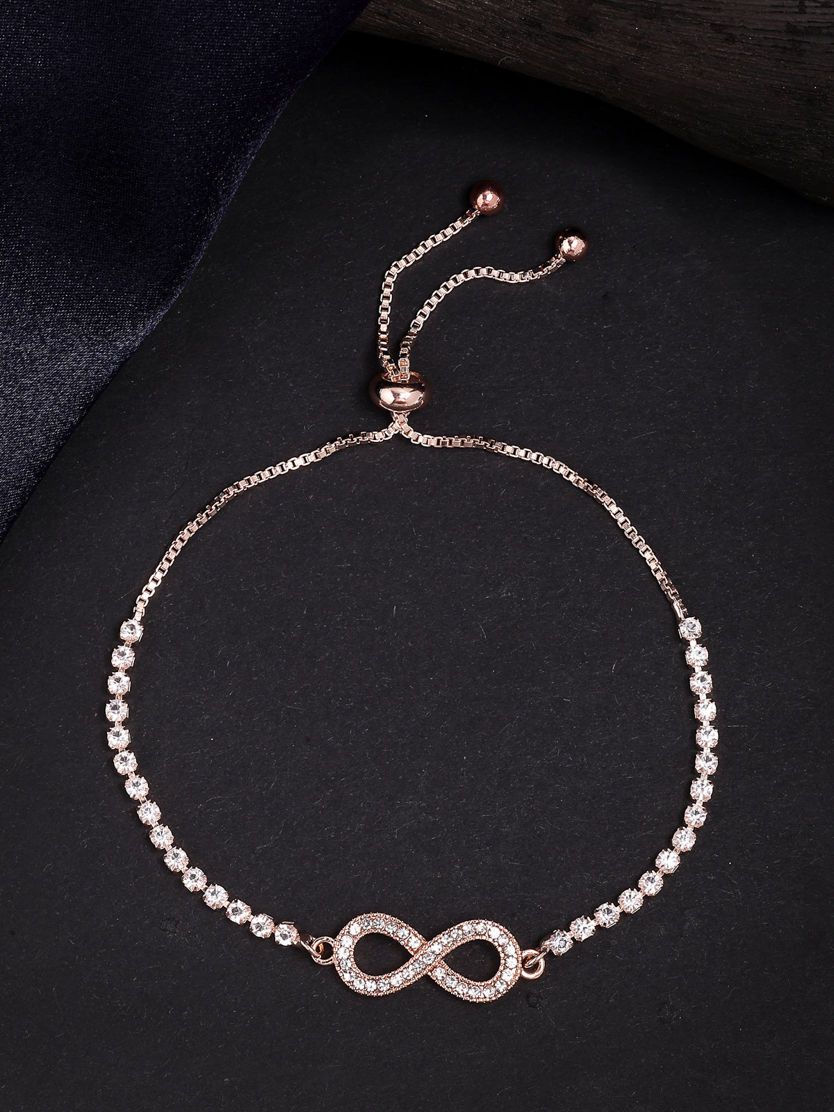 Scintillare By Sukkhi Latest Stylish Magnificent Endless Love CZ Diamond Studded Gold Plated Adjustable Charm Tennis Bracelet Jewellery for Women & Girls|BC107148