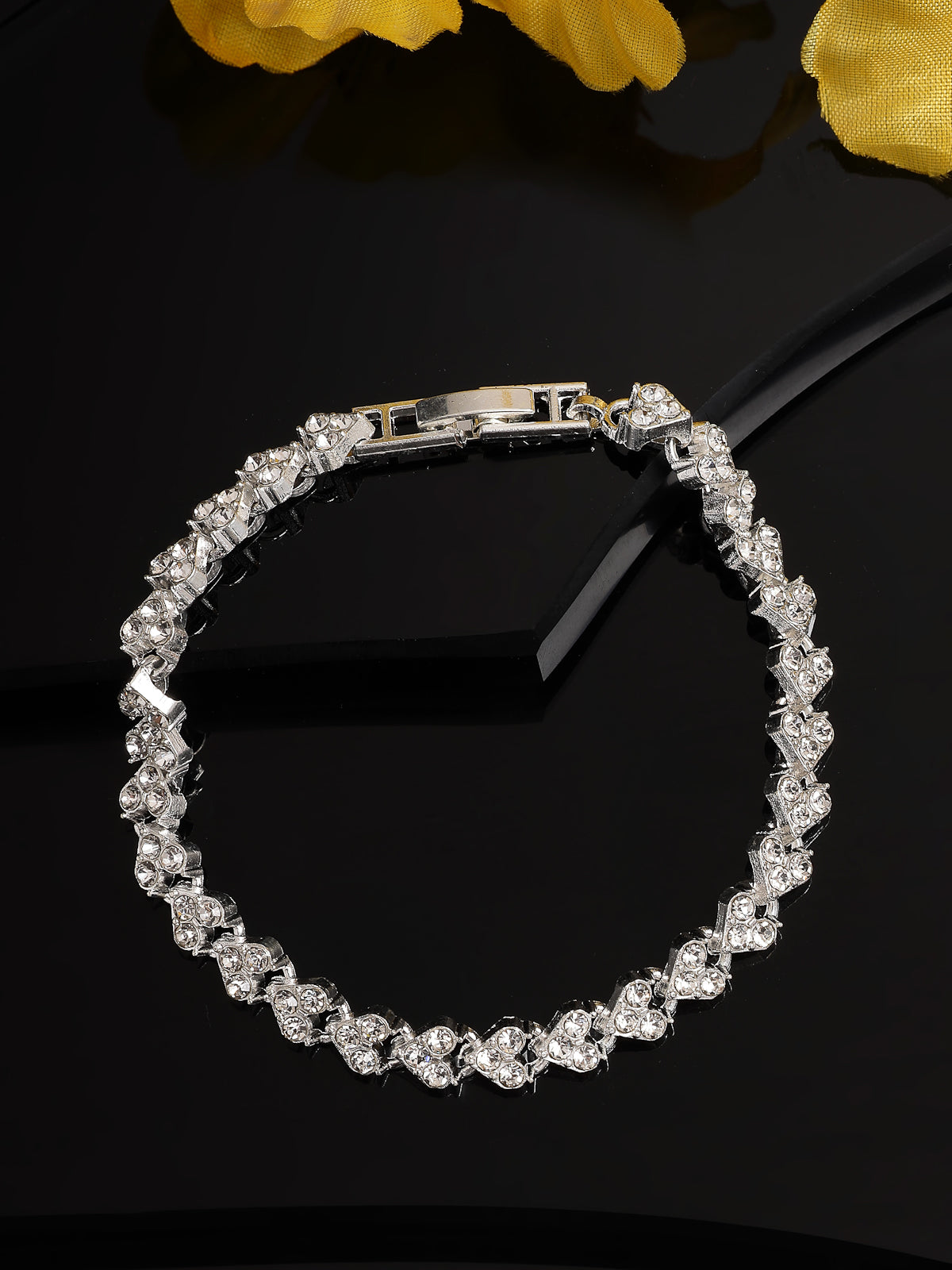 Scintillare By Sukkhi Bewitching Stylish Platinum Plated Crystal Diamond Studded Silver Adjustable Bracelet Jewellery for Women & Girls|Gifts for Wife Girlfriend Mother Sister|BC107152