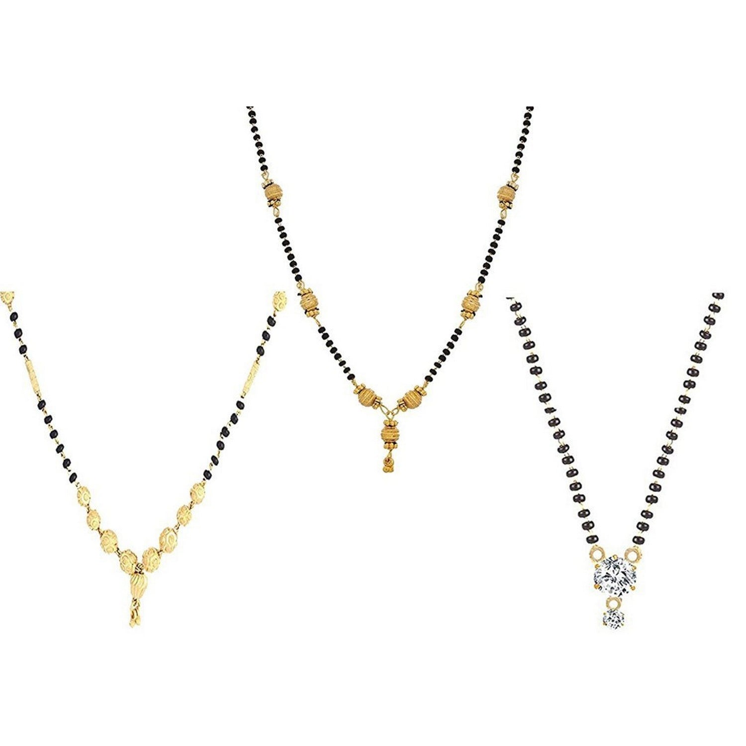 Sukkhi Sparkling Gold Plated Cz Solitaire Mangalsutra Combo For Women CB72788GLDPD032018