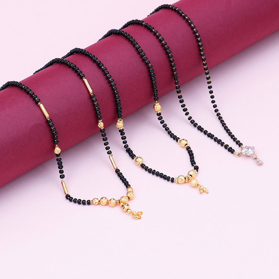 Sukkhi Sparkling Gold Plated Cz Solitaire Mangalsutra Combo For Women CB72788GLDPD032018