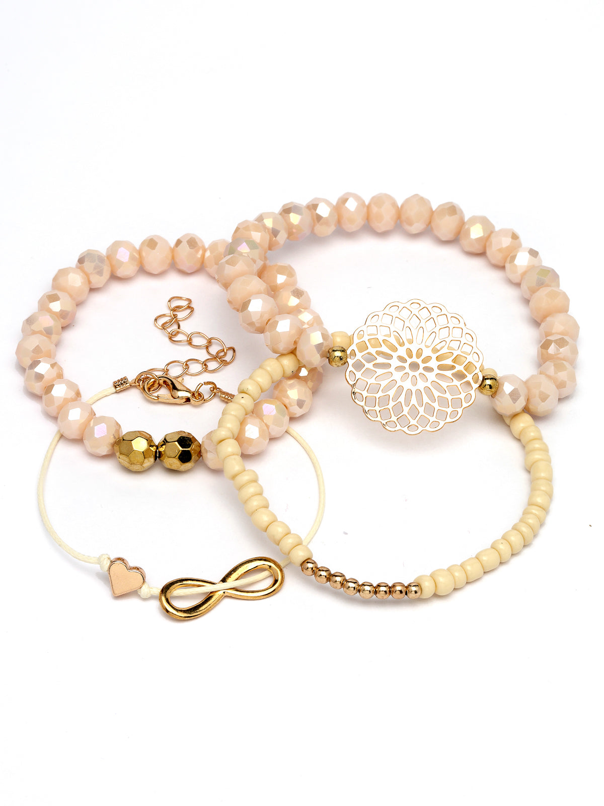 Scintillare by Sukkhi Latest Stylish Stackable Design Gold Plated With Crystals Cuff Kadas Adjustable Combo Bangle Bracelet for Women & Girls ( Set of 4)|Birthday Gift for Women|(Golden)|CBBC106615