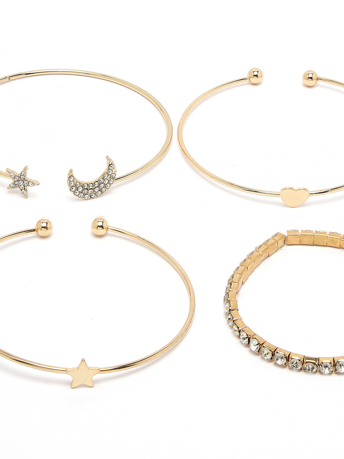 Scintillare by Sukkhi Modern Stylish Stackable Design Gold Plated with Crystals & Faux Beadded HAMSA HAND Evil-Eye Adjustable Combo Bangle Bracelet for Women & Girls Set of 4|gift for women|CBBC106632