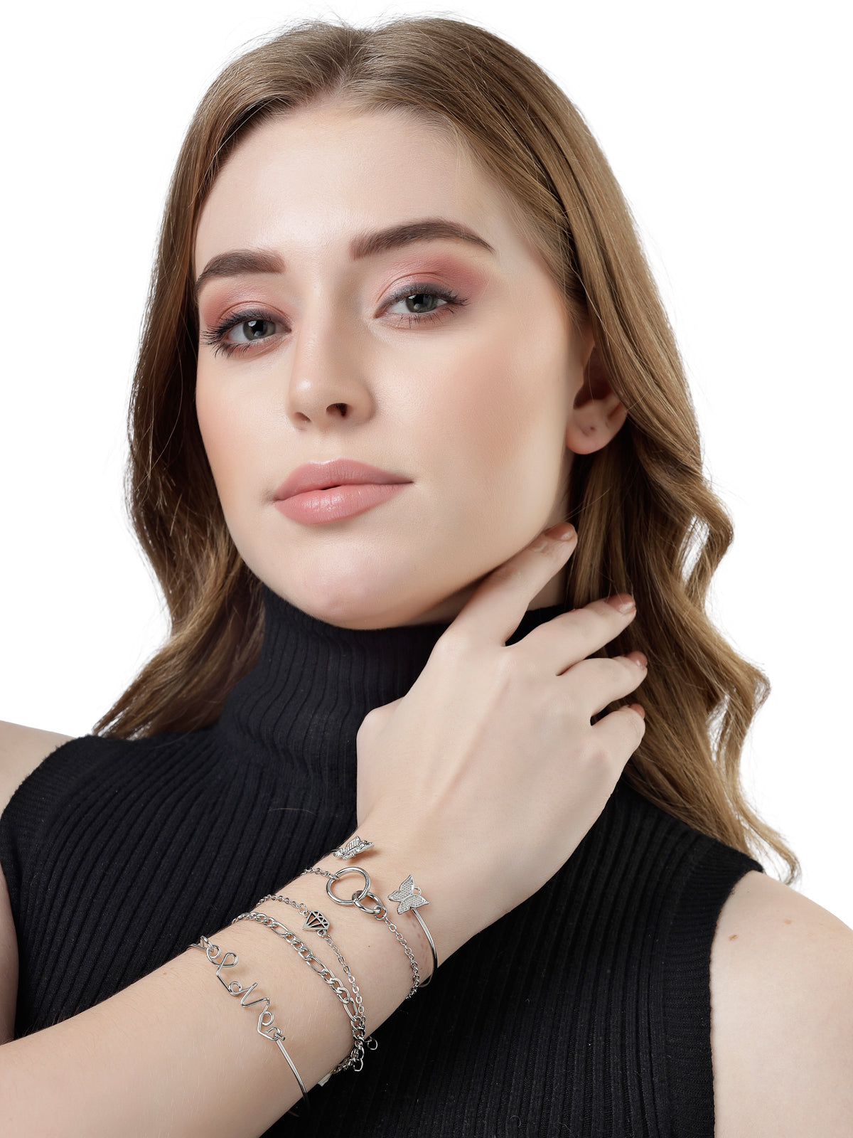 Scintillare by Sukkhi Unique Light Weight Latest Stackable Design Gold Plated Geometric Adjustable Combo Bangle Bracelet for Women & Girls (Set of 5)|Birthday Gift for Women|(Golden)|CBBC106643