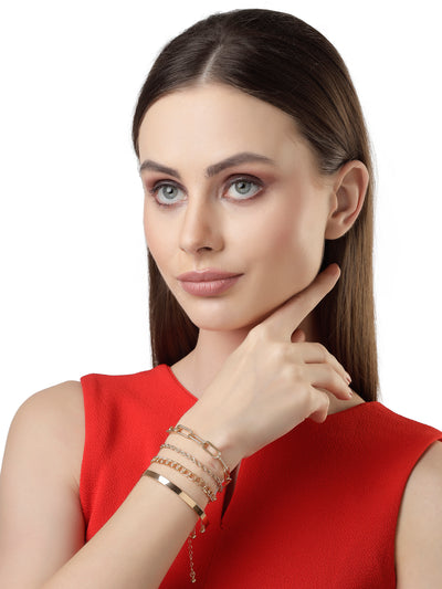 Scintillare by Sukkhi Pretty Fashionable Latest Design Gold Plated Heart Shaped Stackable with Adjustable Combo Bangle Bracelet for Women & Girls (Set of 5)|Birthday Gift for Women|CBBC106645