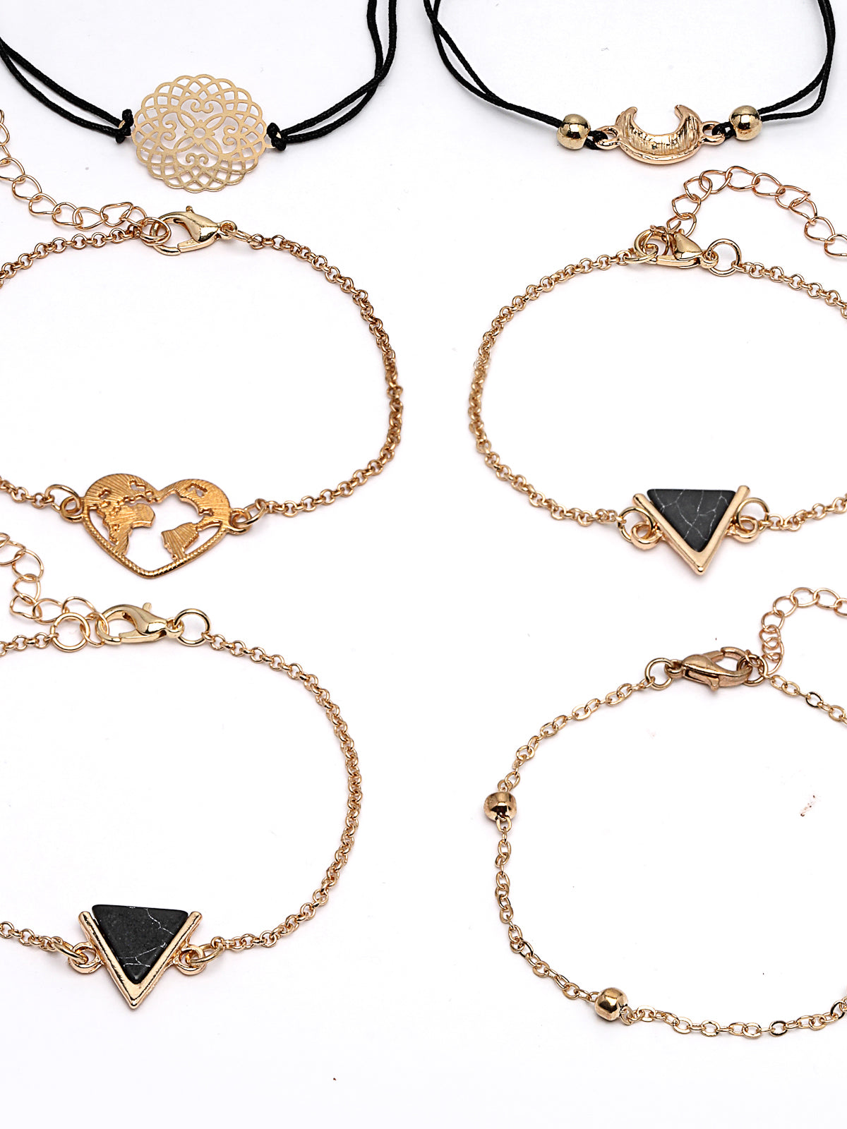 Scintillare by Sukkhi Pretty Fashionable Latest Design Gold Plated Heart Shaped Stackable with Adjustable Combo Bangle Bracelet for Women & Girls (Set of 5)|Birthday Gift for Women|CBBC106645