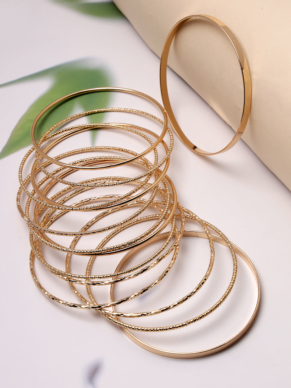 Scintillare by Sukkhi Western Fashionable Stackable Design Gold Plated with Crystals Adjustable Cuff Kada Combo Bangle Bracelet for Women & Girls (Set of 4)|Birthday Gift for Women|(Golden)|CBBC106640