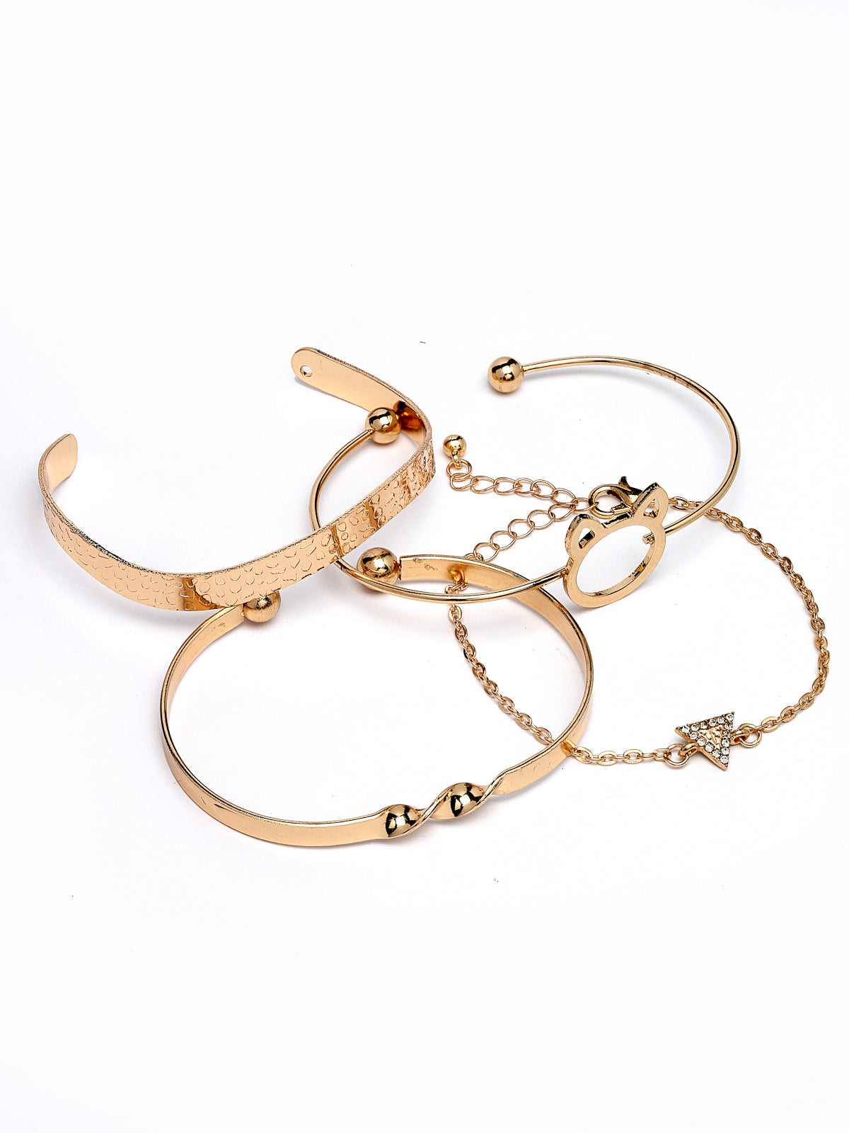 Scintillare by Sukkhi Desirable Multistyle Latest Stackable Design Fashionable Adjustable Combo Bangle Bracelet for Women & Girls (Set of 5)|Birthday Gift for Women|(Golden)|CBBC106650