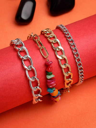 Scintillare by Sukkhi Exclusive Latest Stackable Design Gold Plated Adjustable Link Combo Bangle Bracelet for Women & Girls (Set of 4)|Birthday Gift for Women|CBBC106646