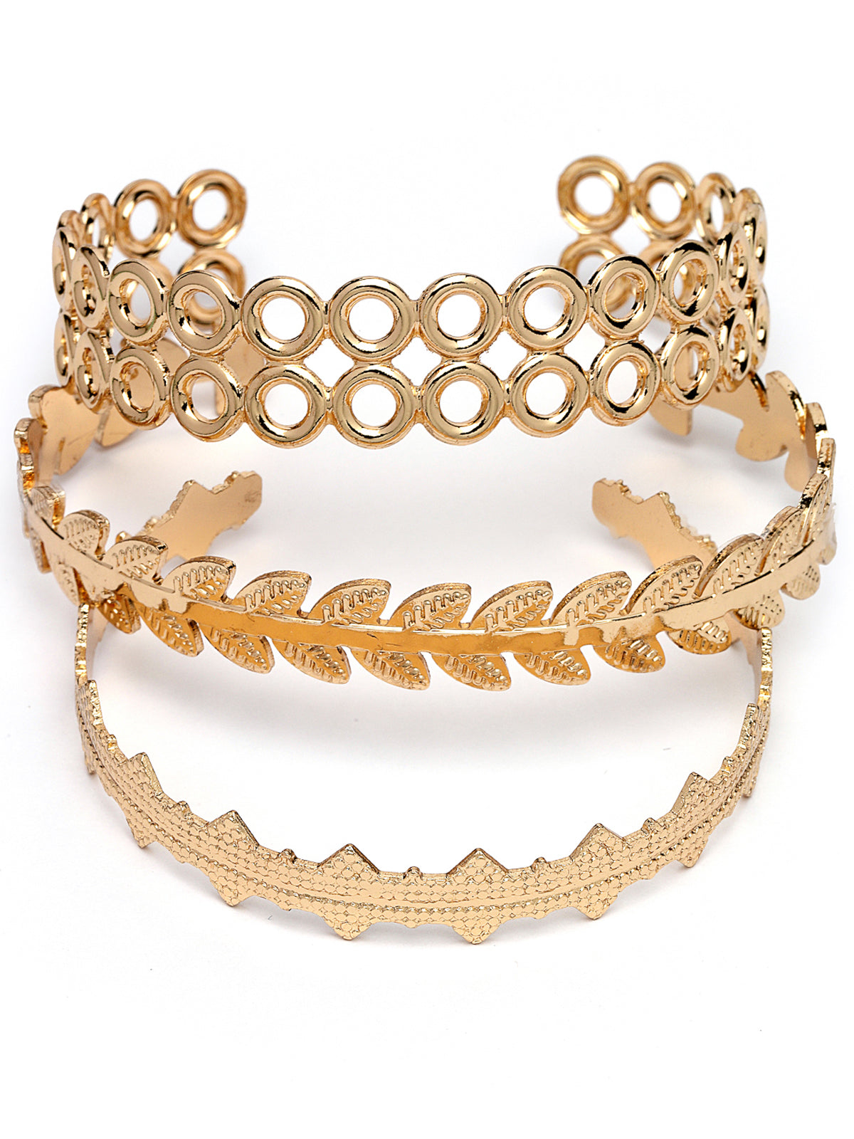 Scintillare by Sukkhi Lavish Fashionable Latest Stackable Design Gold Plated Adjustable Shell Charm Combo Bangle Bracelet for Women & Girls (Set of 3)|Birthday Gift for Women|(Golden)|CBBC106655