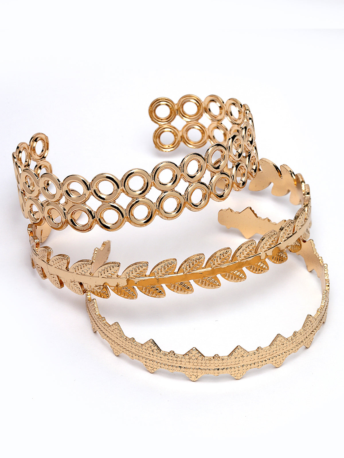 Scintillare by Sukkhi Trendy Latest Stackable Design Gold Plated Multilarer Adjustable Crystals Combo Bangle Bracelet for Women & Girls (Set of 4)|Birthday Gift for Women|(Golden)|CBBC106795