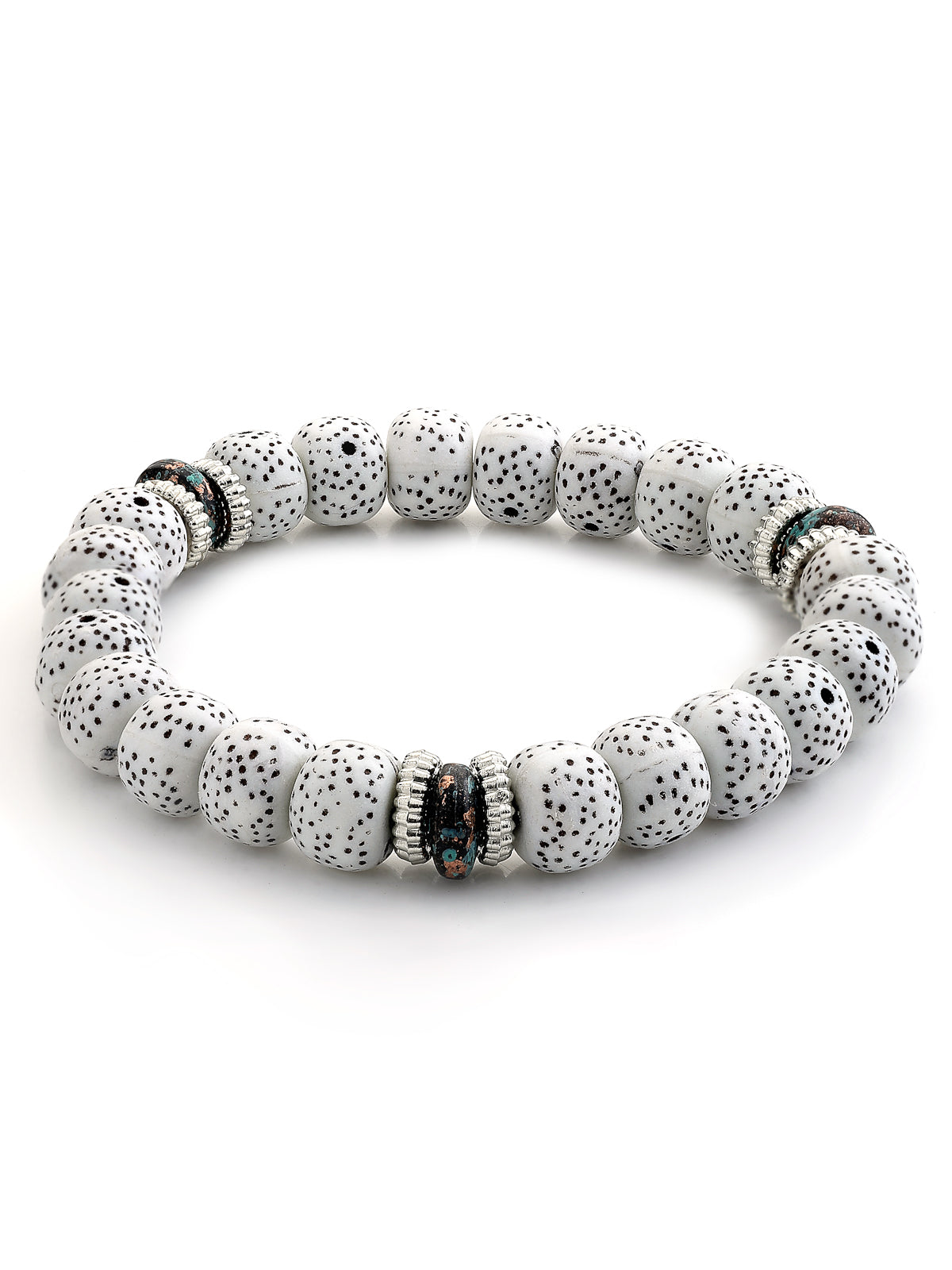 Scintillare By Sukkhi Attractive Stylish Bohemian I Love You Feather Tassel Charm Multilayer Beaded White Bangle & Bodhi Bracelet Jewellery for Women & Girls|Pack of 4|CBBC107155