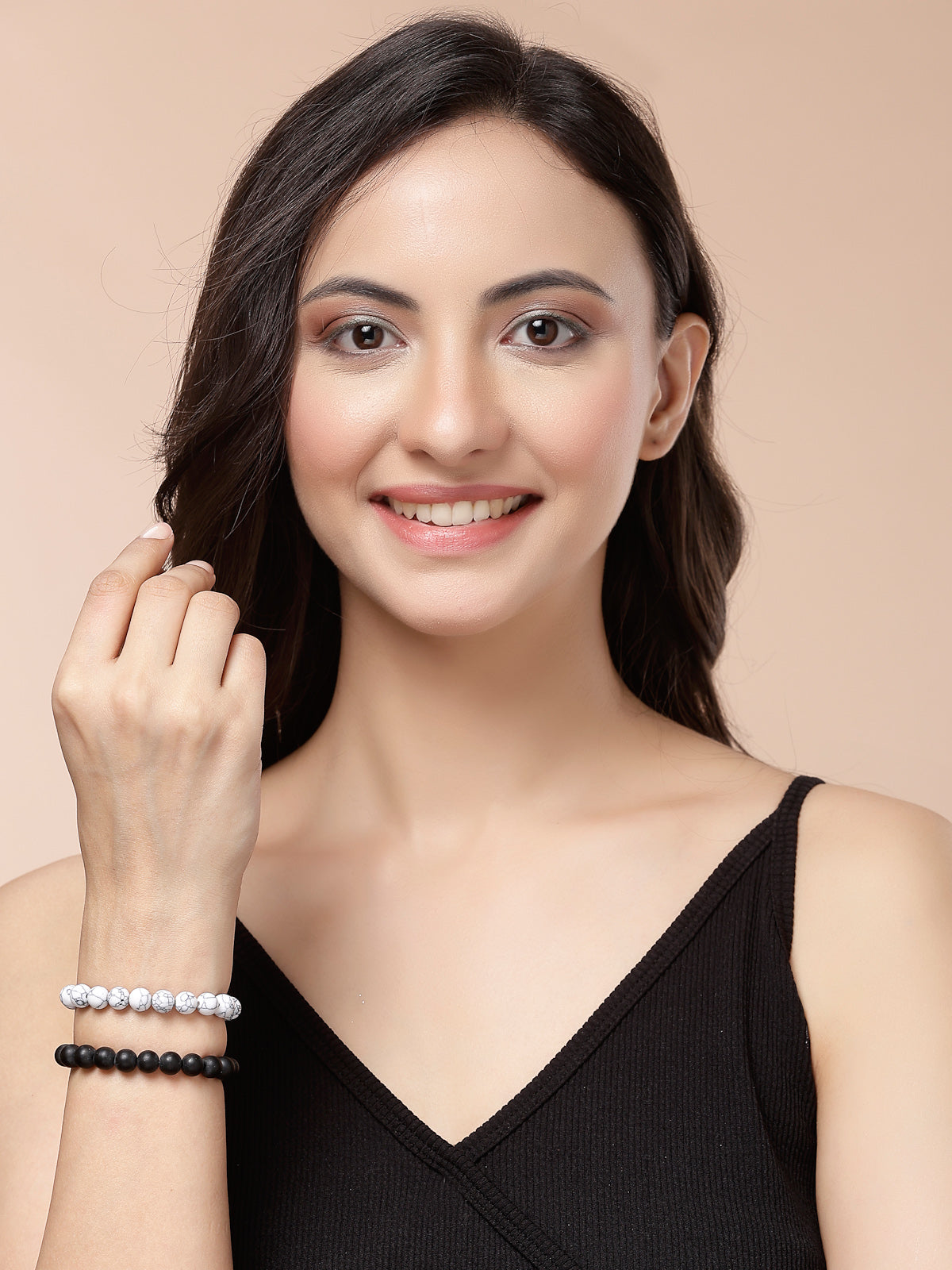 Scintillare By Sukkhi Unique Latest Stylish Natural Stones Couple Love Bracelet Jewellery for Women/Girls/Men/Boys|Pack of 2|CBBC107163