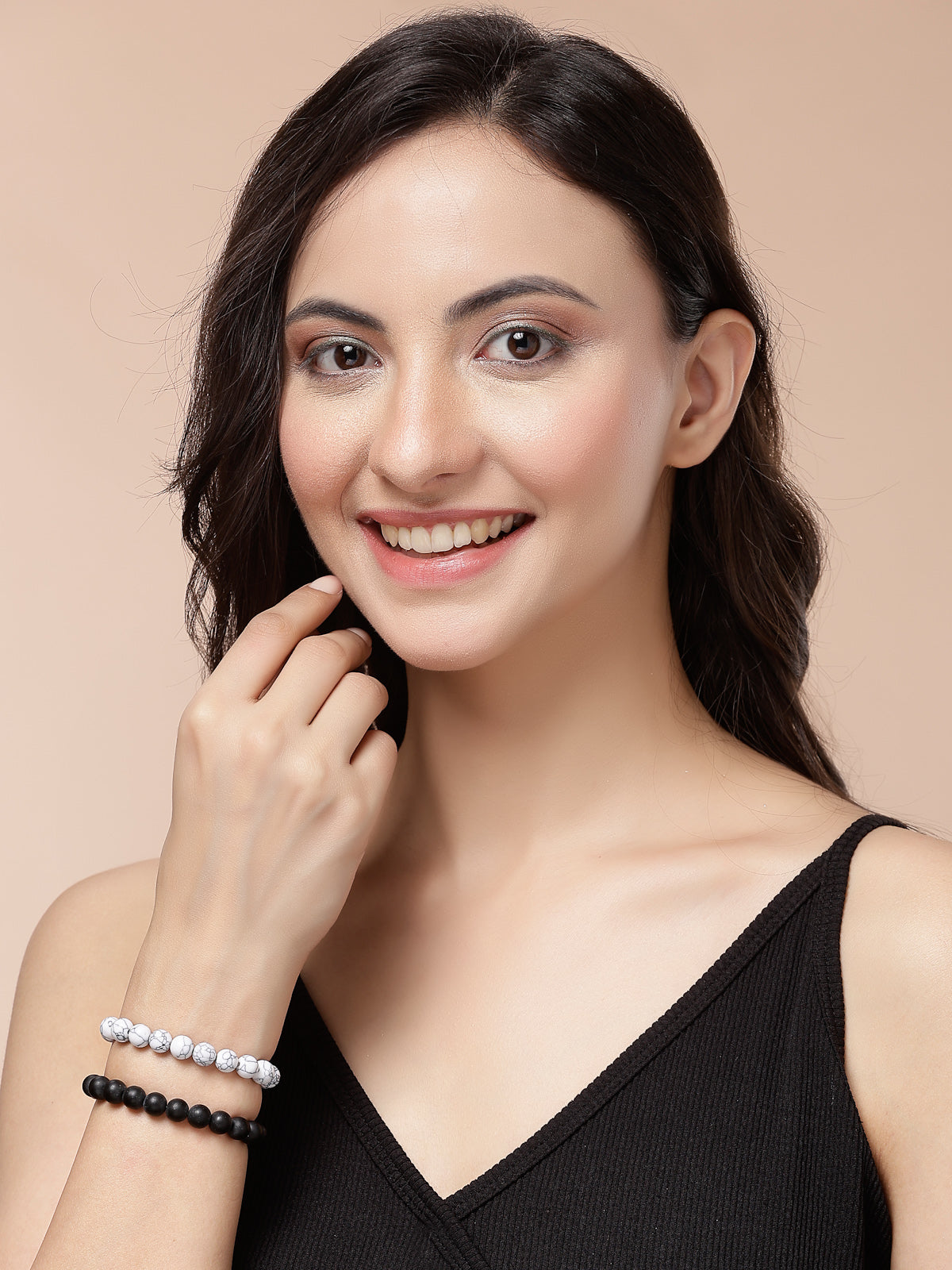 Scintillare By Sukkhi Unique Latest Stylish Natural Stones Couple Love Bracelet Jewellery for Women/Girls/Men/Boys|Pack of 2|CBBC107163