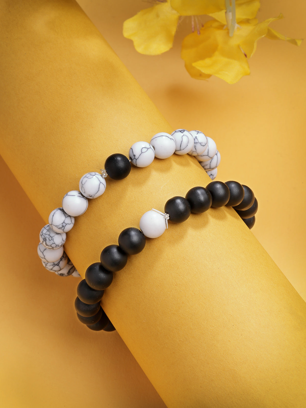 Scintillare By Sukkhi Unique Latest Stylish Natural Stones Couple Love Bracelet Jewellery for Women/Girls/Men/Boys|Pack of 2|CBBC107163