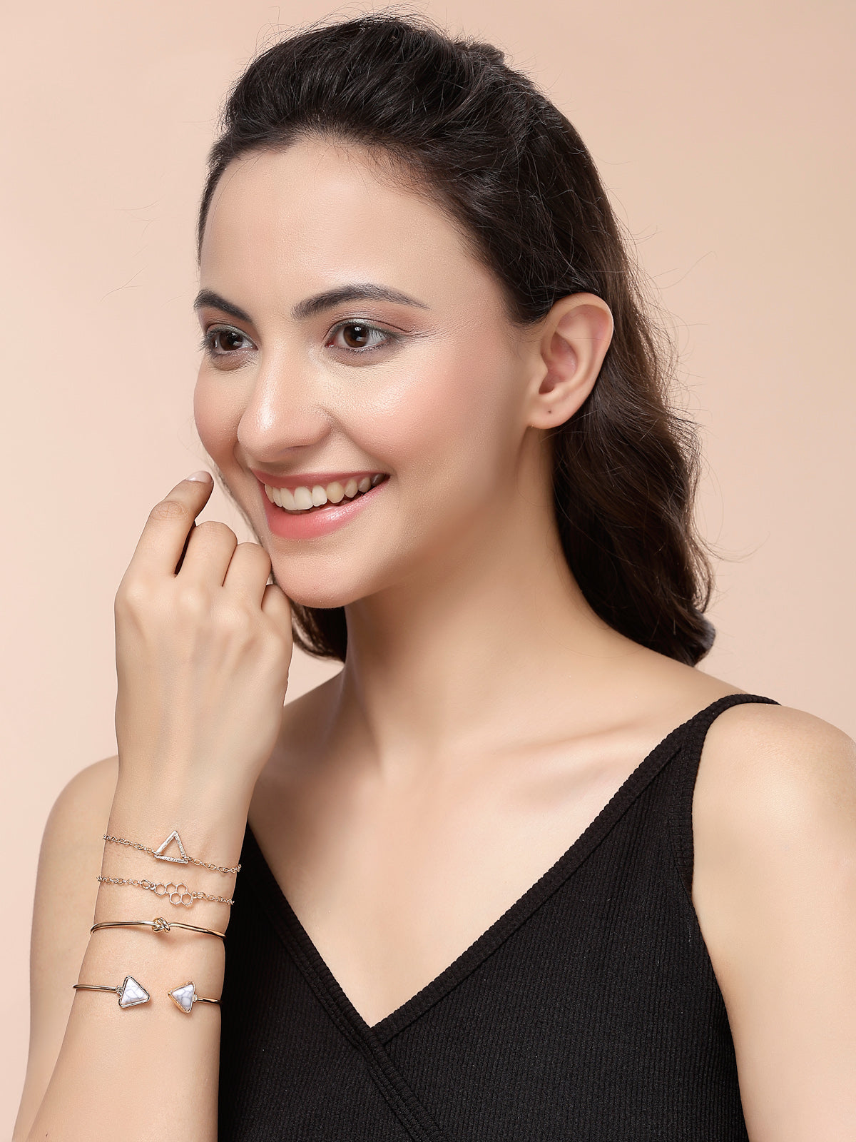 Scintillare By Sukkhi Unique Fashionable Gold Plated Set of 4 Multistyle Charm Kada Bracelet Combo Jewellery for Women & Girls|Pack of 4|CBBC107164