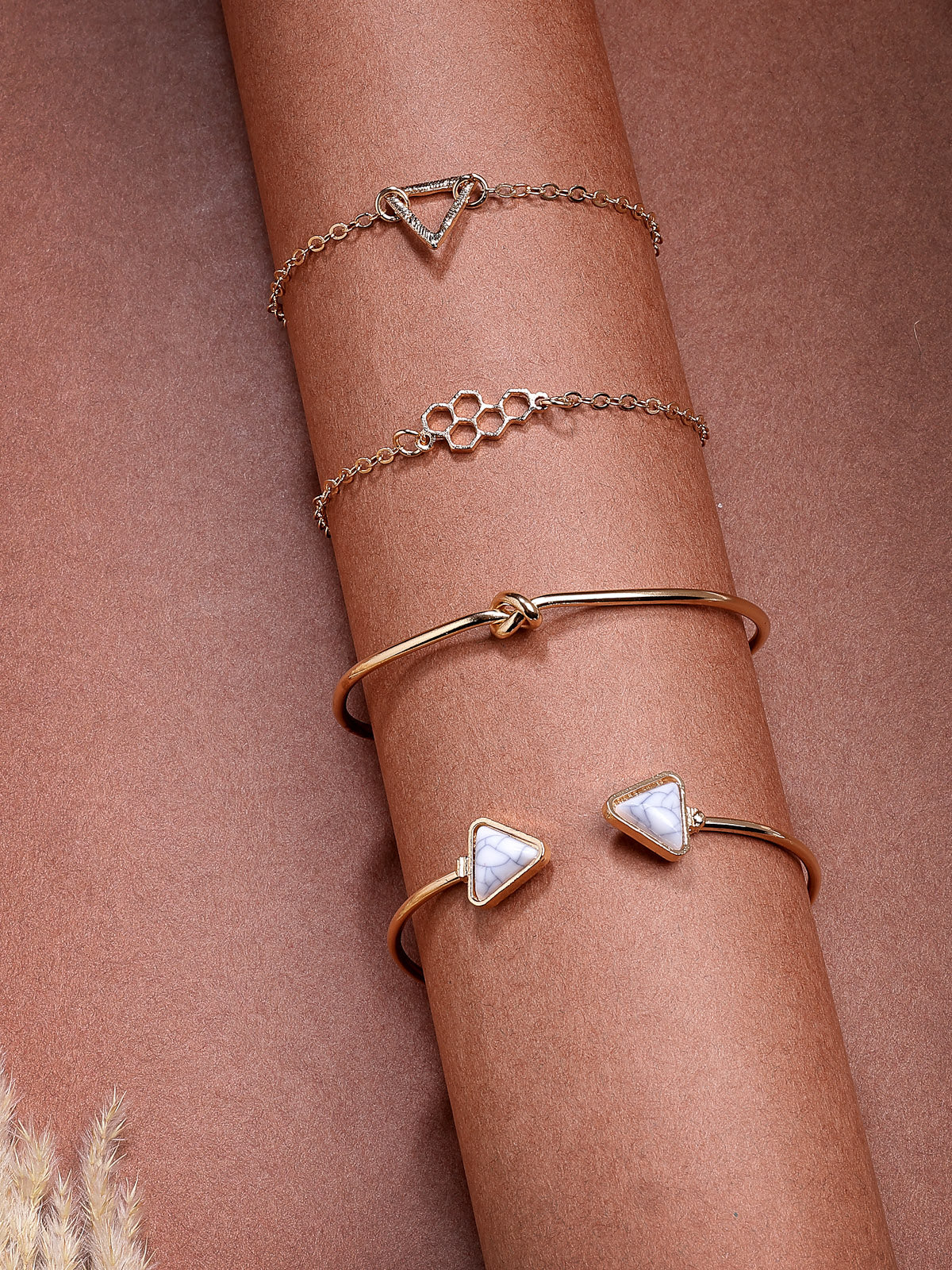 Scintillare By Sukkhi Unique Fashionable Gold Plated Set of 4 Multistyle Charm Kada Bracelet Combo Jewellery for Women & Girls|Pack of 4|CBBC107164