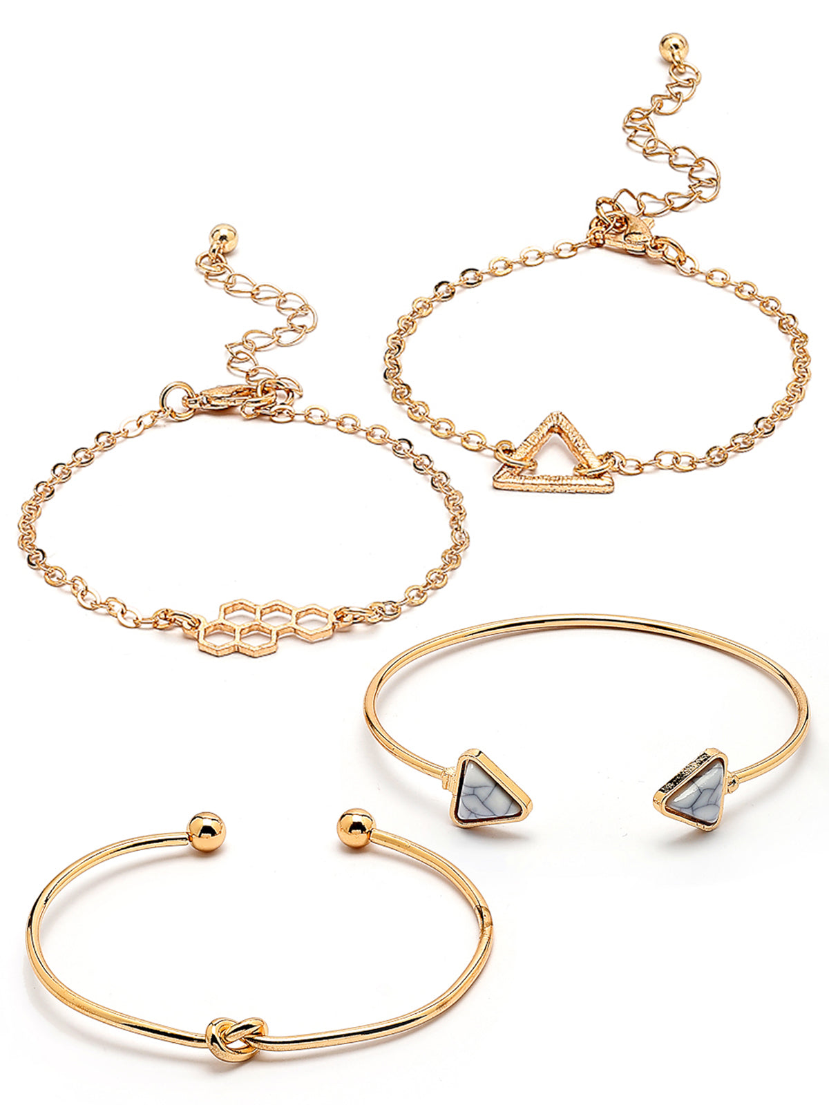 Scintillare By Sukkhi Unique Fashionable Gold Plated Set of 4 Multistyle Charm Kada Bracelet Combo Jewellery for Women & Girls|Pack of 4|CBBC107164