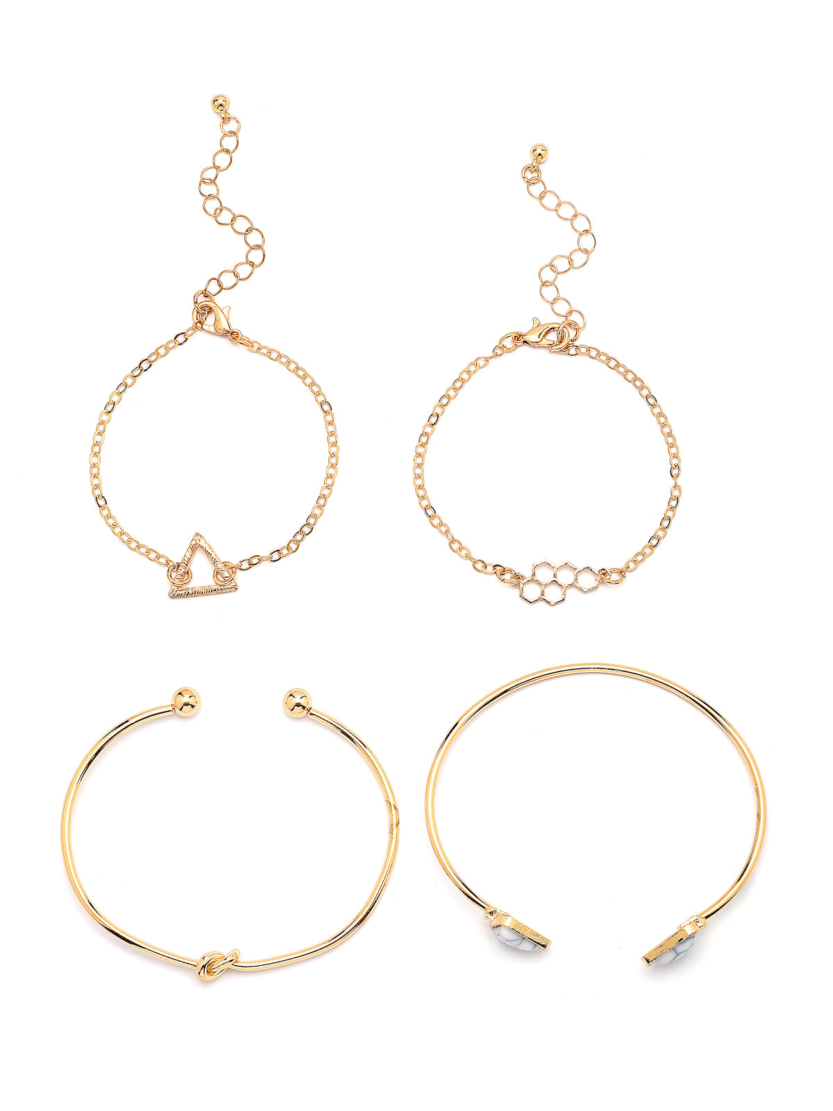 Scintillare By Sukkhi Unique Fashionable Gold Plated Set of 4 Multistyle Charm Kada Bracelet Combo Jewellery for Women & Girls|Pack of 4|CBBC107164