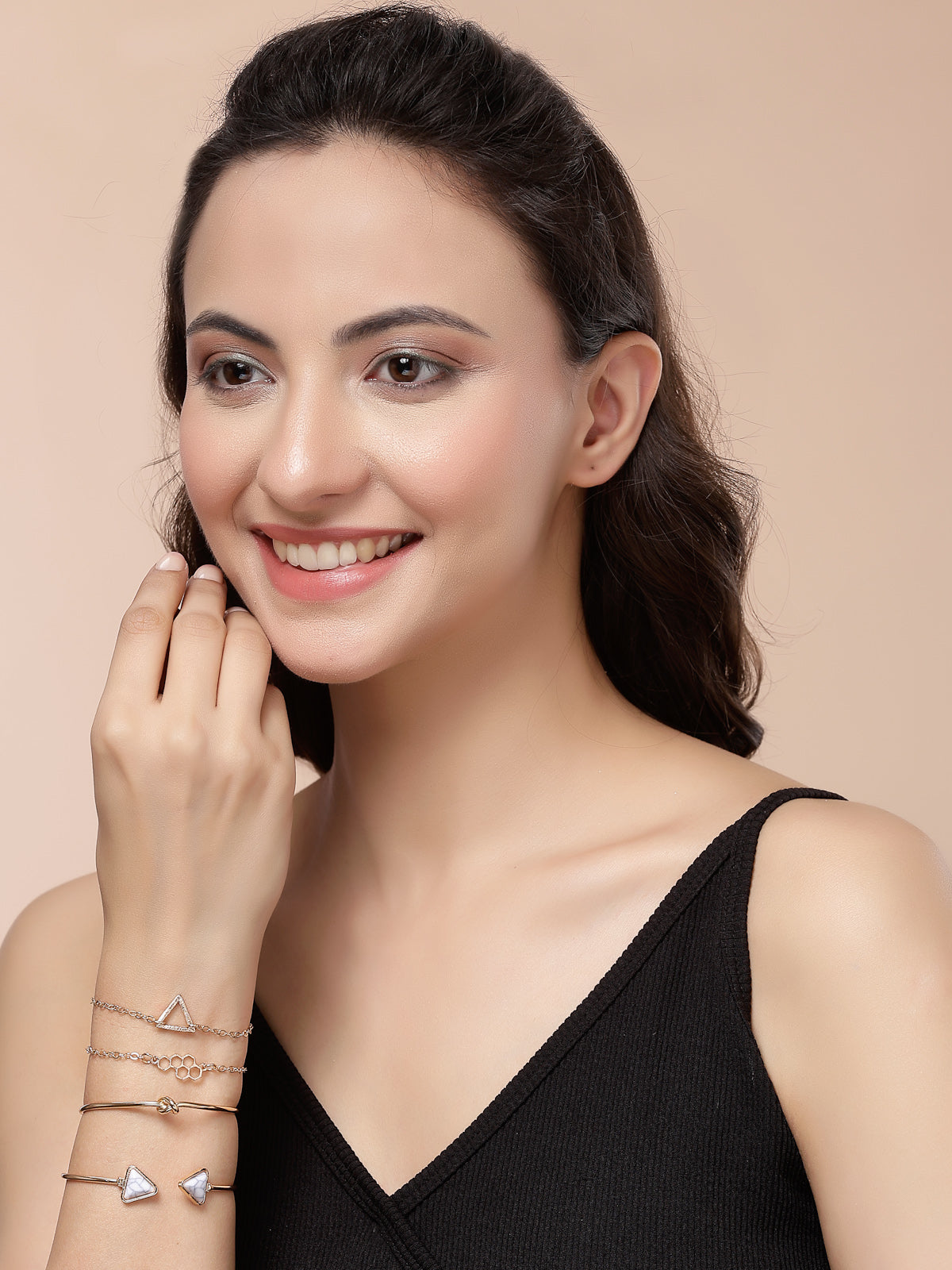 Scintillare By Sukkhi Unique Fashionable Gold Plated Set of 4 Multistyle Charm Kada Bracelet Combo Jewellery for Women & Girls|Pack of 4|CBBC107164