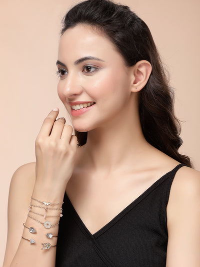 Scintillare By Sukkhi Attractive Fashionable Latest Stylish Multilayer Gold Plated with Crystal Diamond Studded Kada Bracelet Combo Jewellery for Women & Girls|Pack of 6|CBBC107167