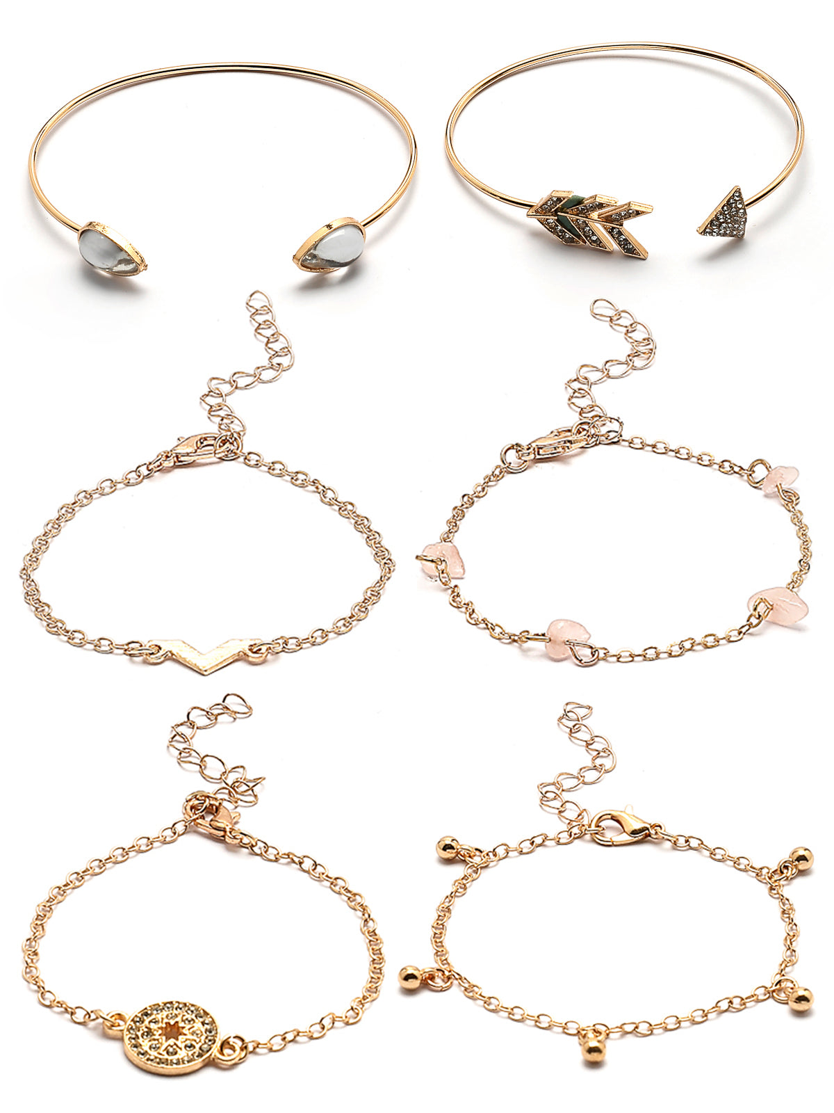 Scintillare By Sukkhi Attractive Fashionable Latest Stylish Multilayer Gold Plated with Crystal Diamond Studded Kada Bracelet Combo Jewellery for Women & Girls|Pack of 6|CBBC107167