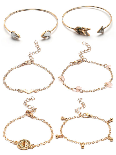 Scintillare By Sukkhi Attractive Fashionable Latest Stylish Multilayer Gold Plated with Crystal Diamond Studded Kada Bracelet Combo Jewellery for Women & Girls|Pack of 6|CBBC107167