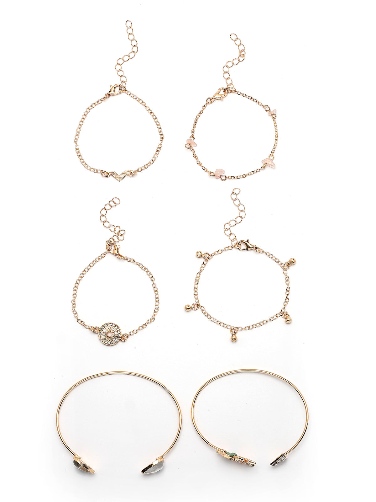 Scintillare By Sukkhi Attractive Fashionable Latest Stylish Multilayer Gold Plated with Crystal Diamond Studded Kada Bracelet Combo Jewellery for Women & Girls|Pack of 6|CBBC107167